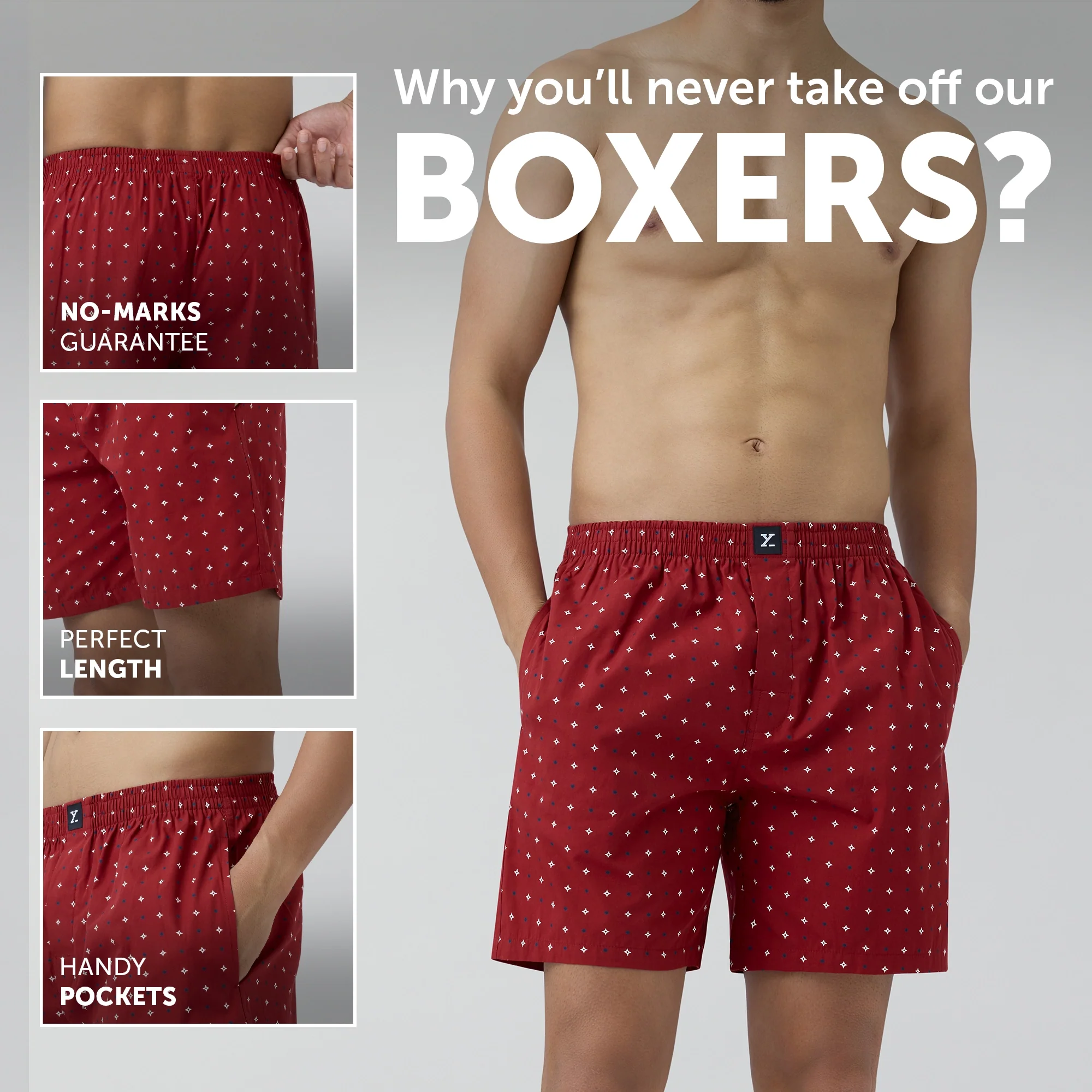 Astor Combed Cotton Boxer Shorts Starry Maroon - Image 2