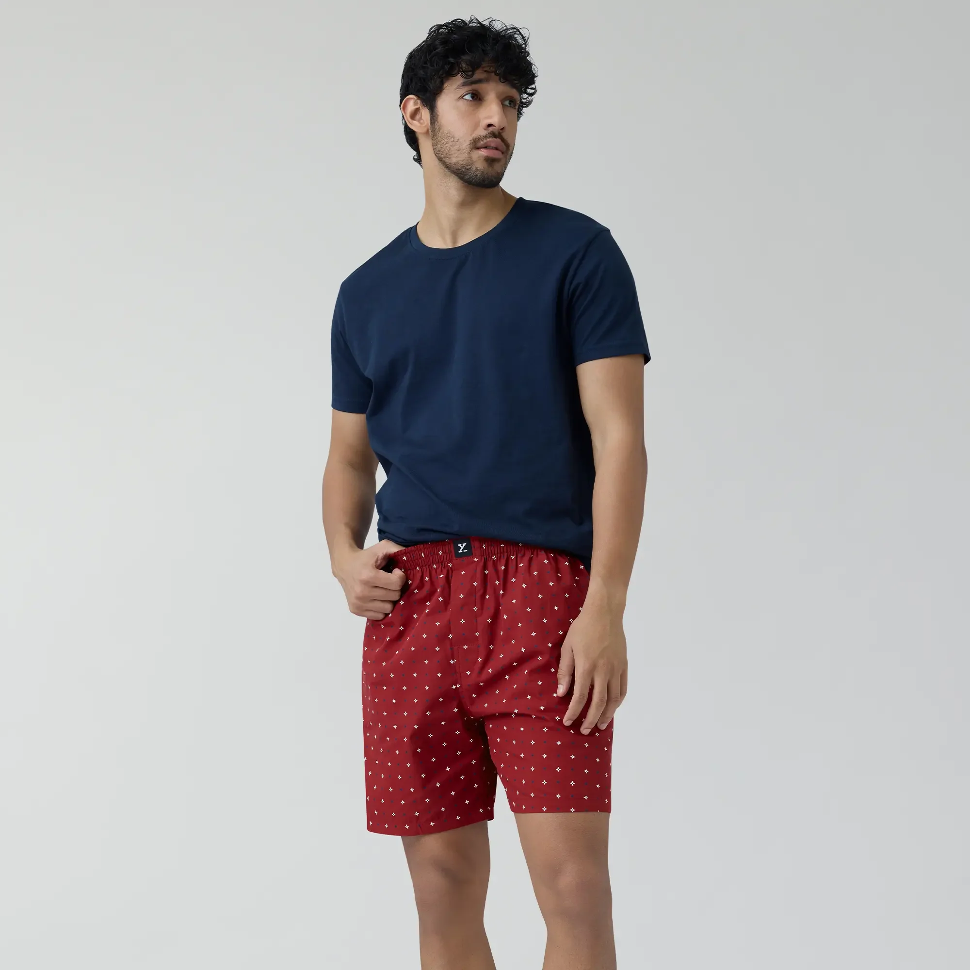 Astor Combed Cotton Boxer Shorts Starry Maroon - Image 3