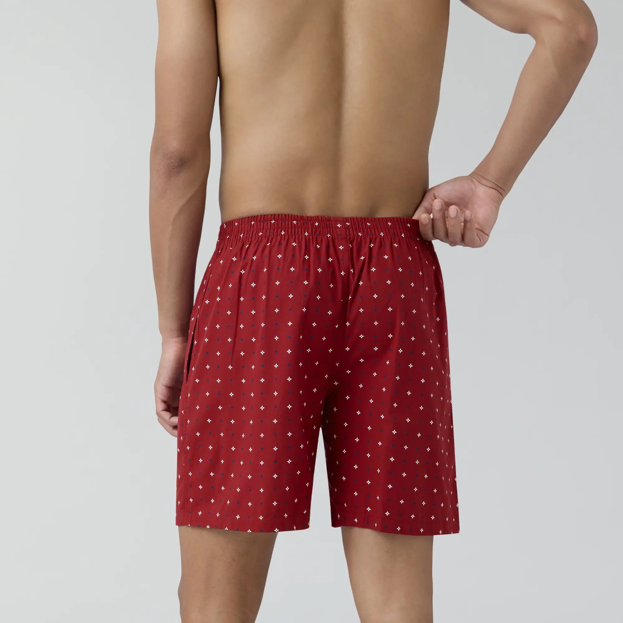 Astor Combed Cotton Boxer Shorts Starry Maroon - Image 5