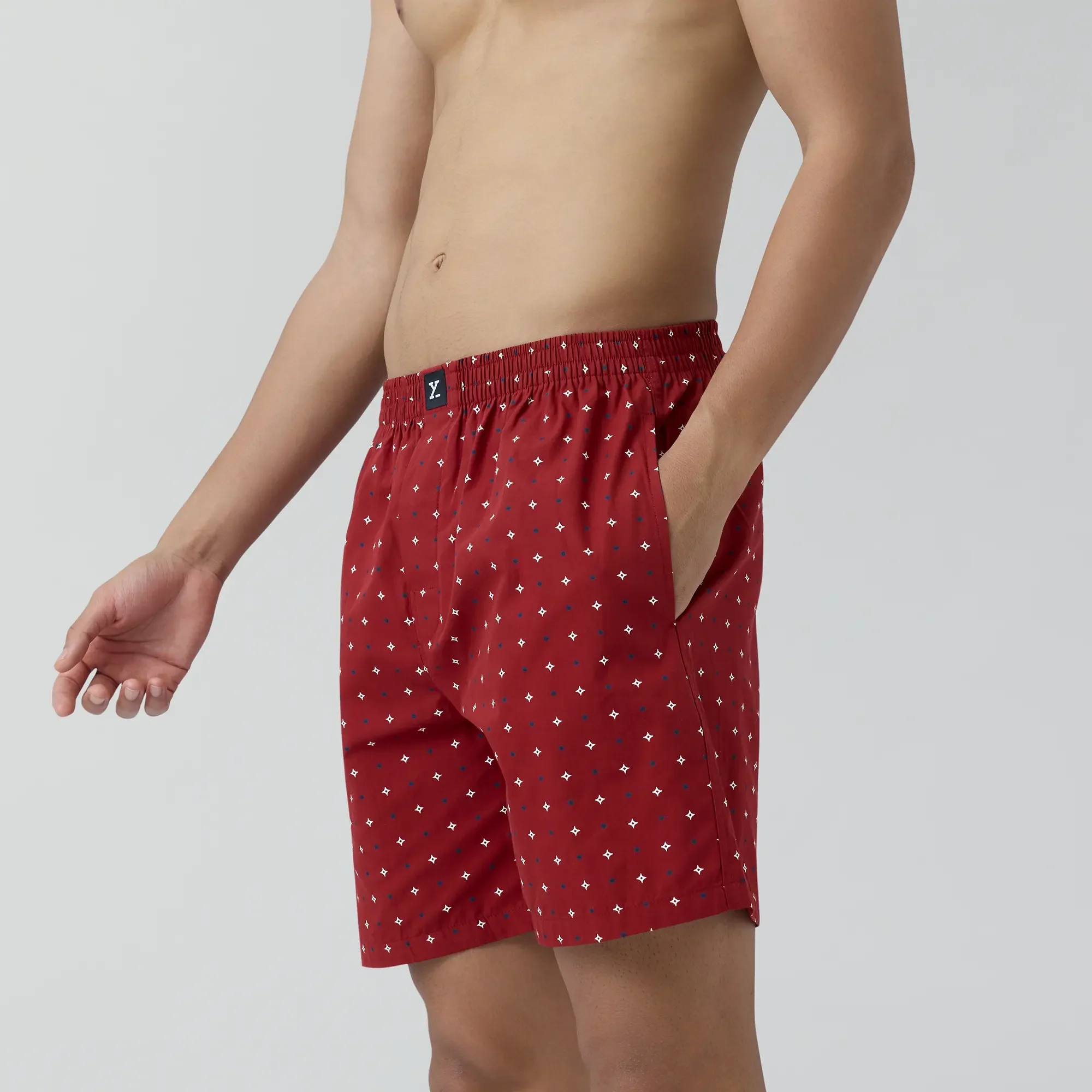 Astor Combed Cotton Boxer Shorts Starry Maroon - Image 6