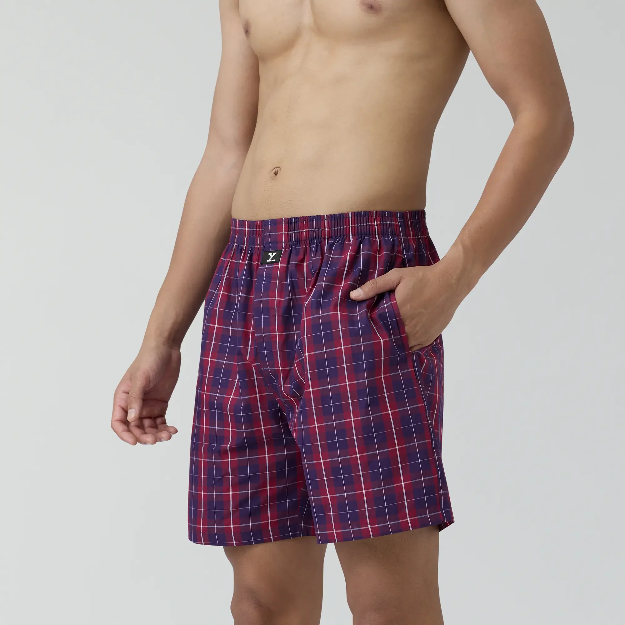 Checkmate Combed Cotton Boxer Shorts Autumn Maroon - Image 5