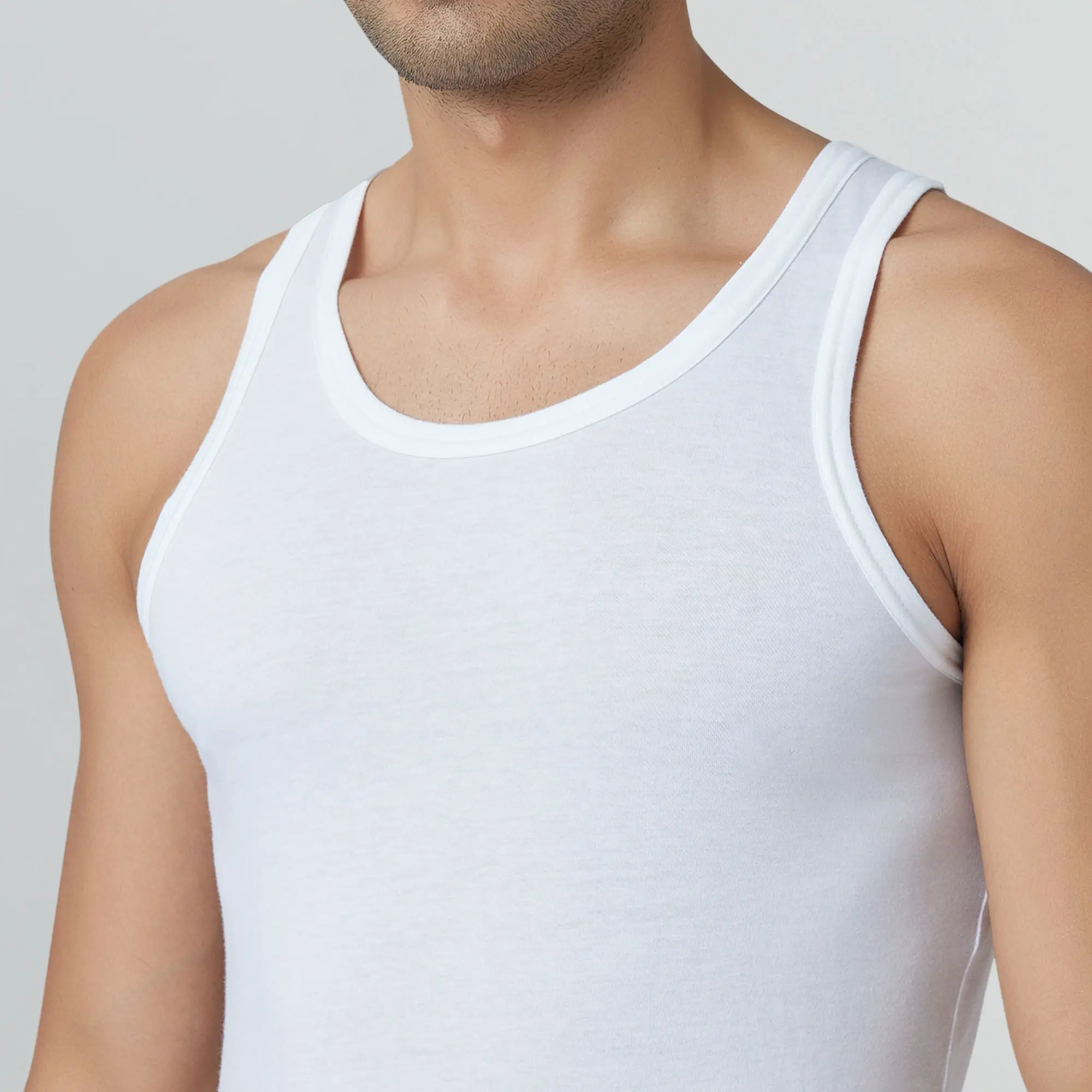 Ace Modal-Cotton Round Neck Vests Polar White Regular Fit - Image 3