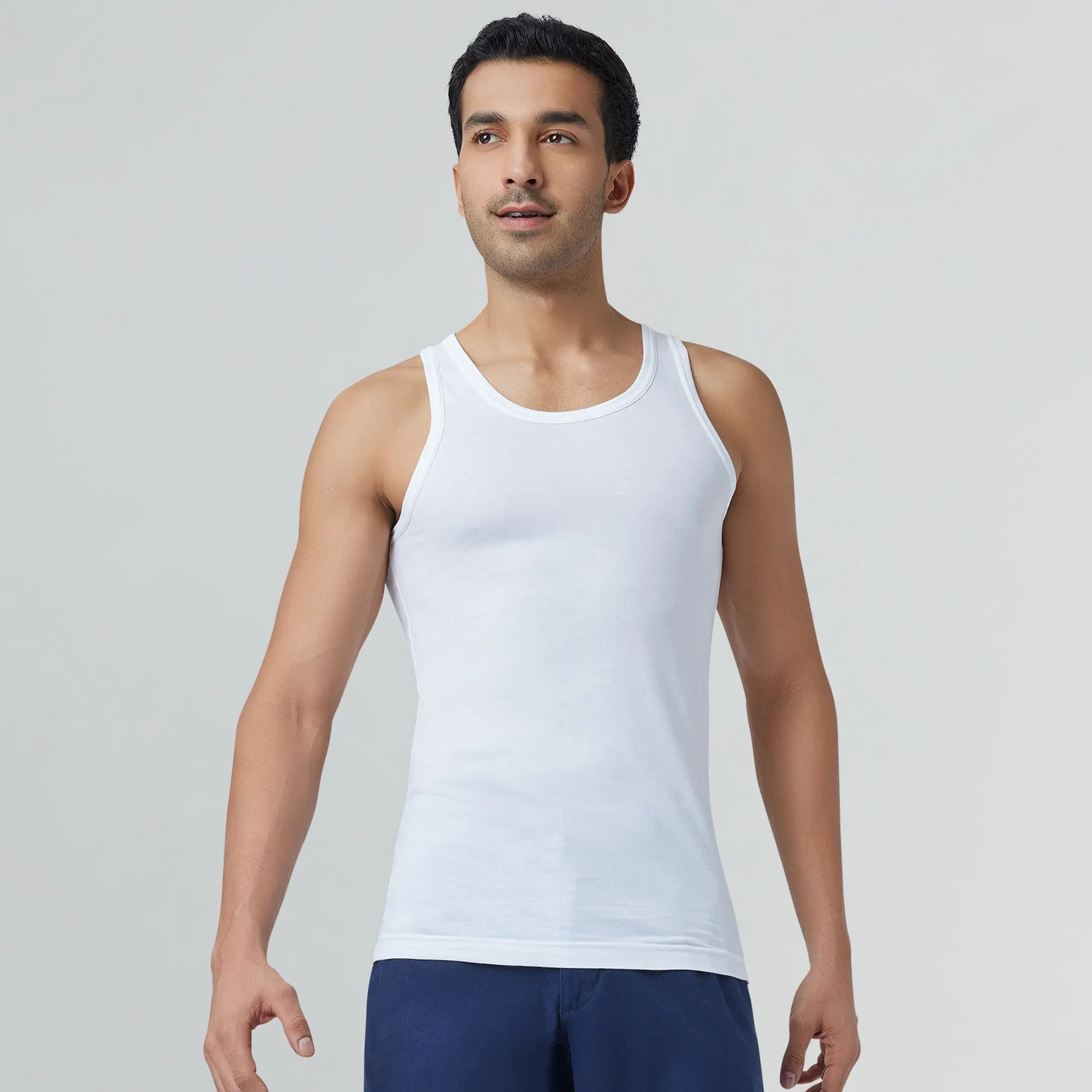 Ace Modal-Cotton Round Neck Vests Polar White Regular Fit - Image 5