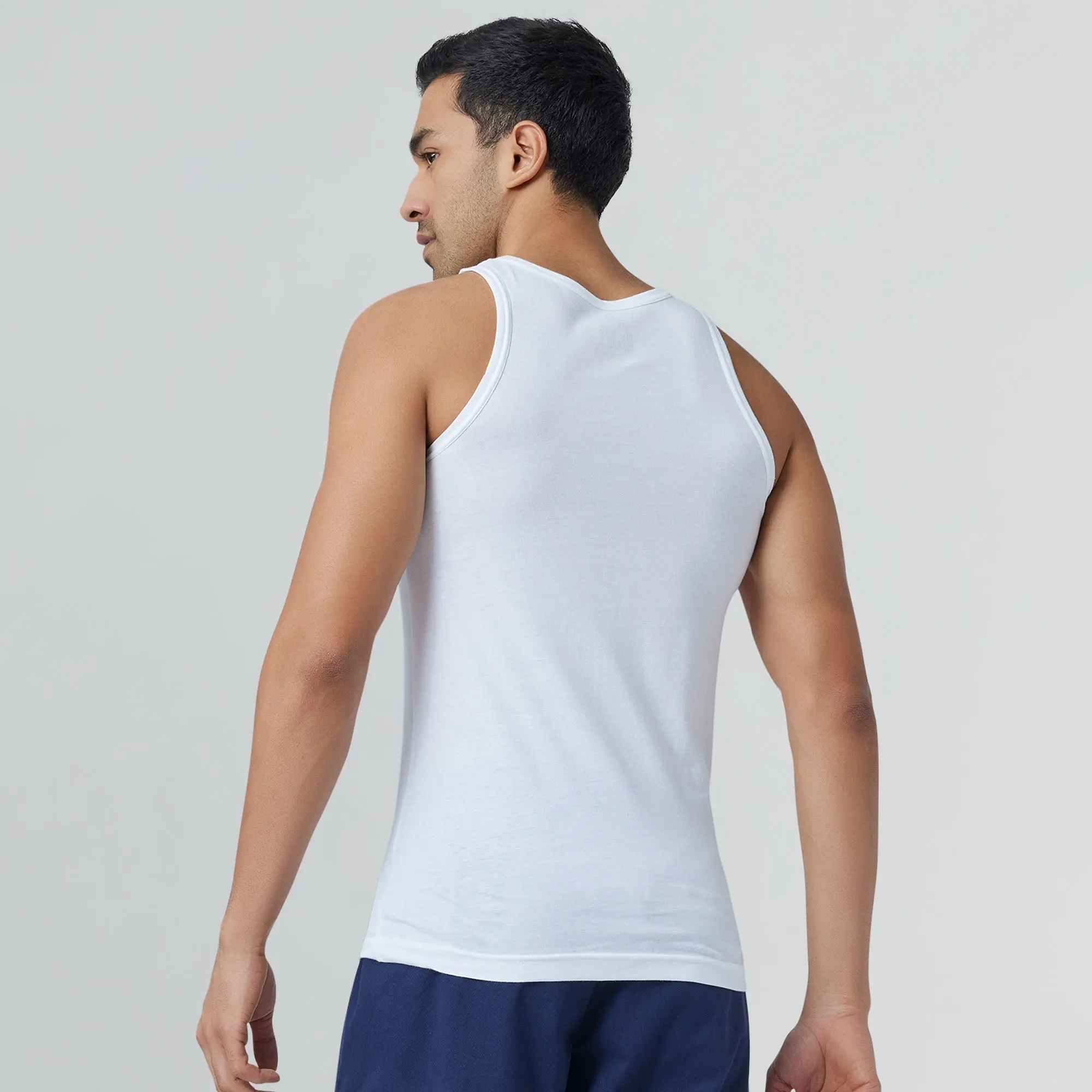 Ace Modal-Cotton Round Neck Vests Polar White Regular Fit - Image 6