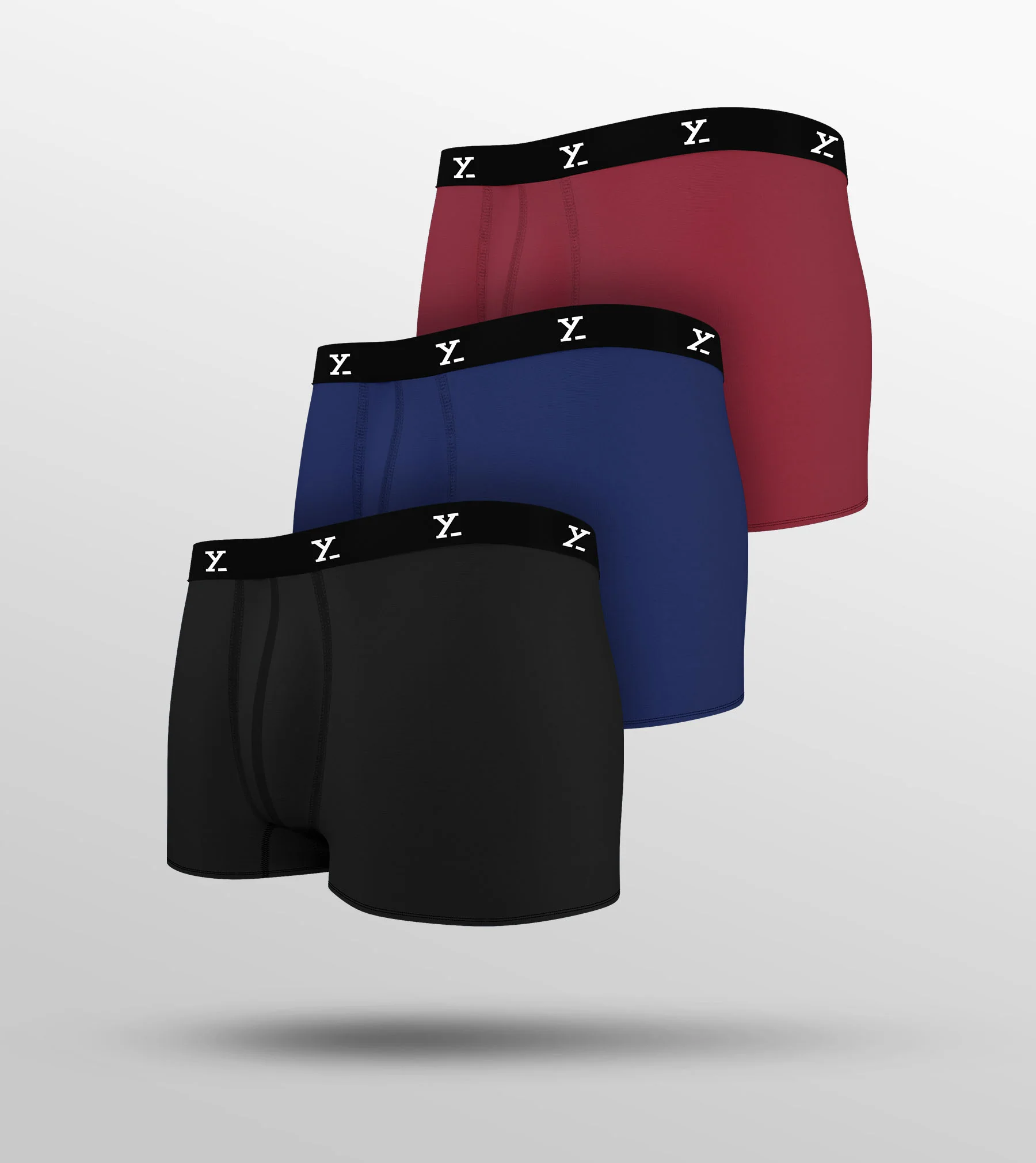 Ace Modal Trunks Pack of 3 (Black, Navy Blue, Red) - Image 7