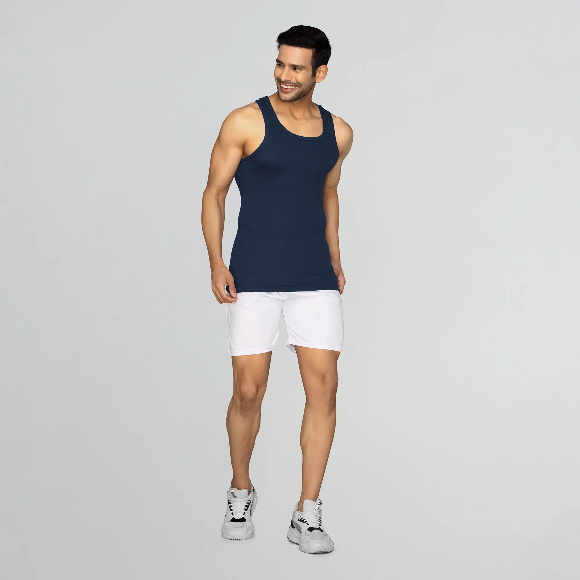 Nova Round Neck Racer Back Vest Midnight Blue - Image 3