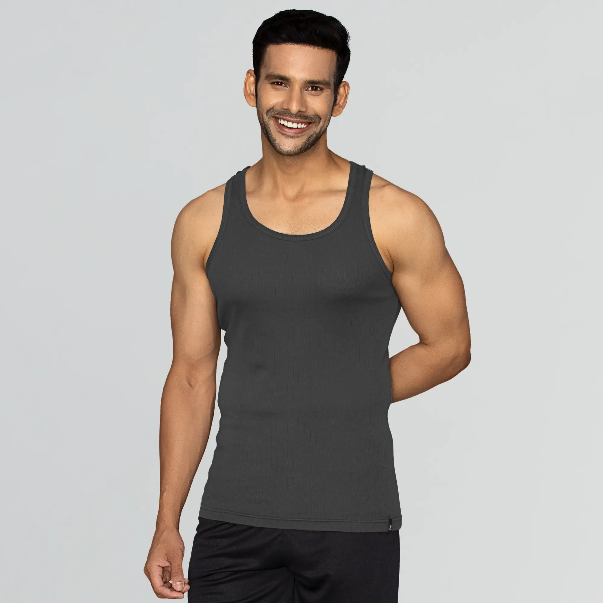 Nova Round Neck Racer Back Vest Graphite Grey - Image 2