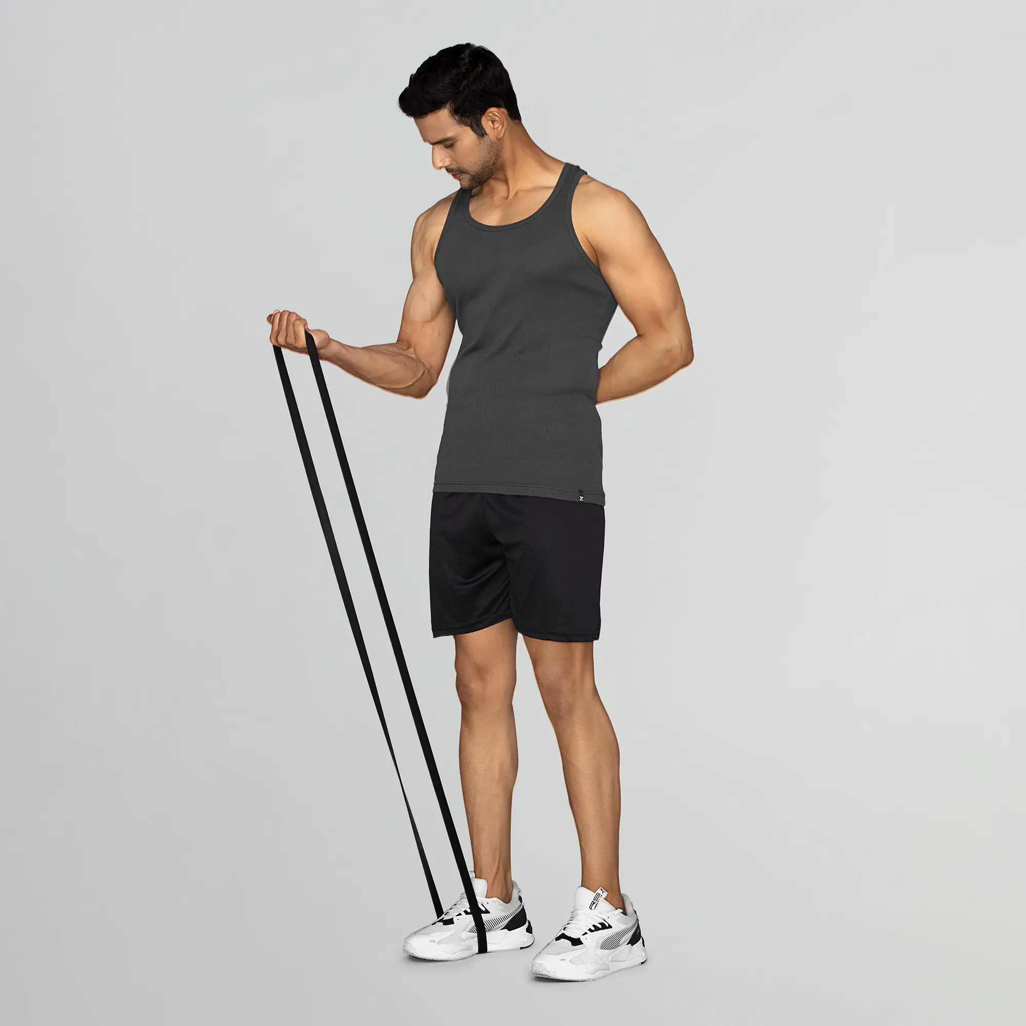 Nova Round Neck Racer Back Vest Graphite Grey - Image 3