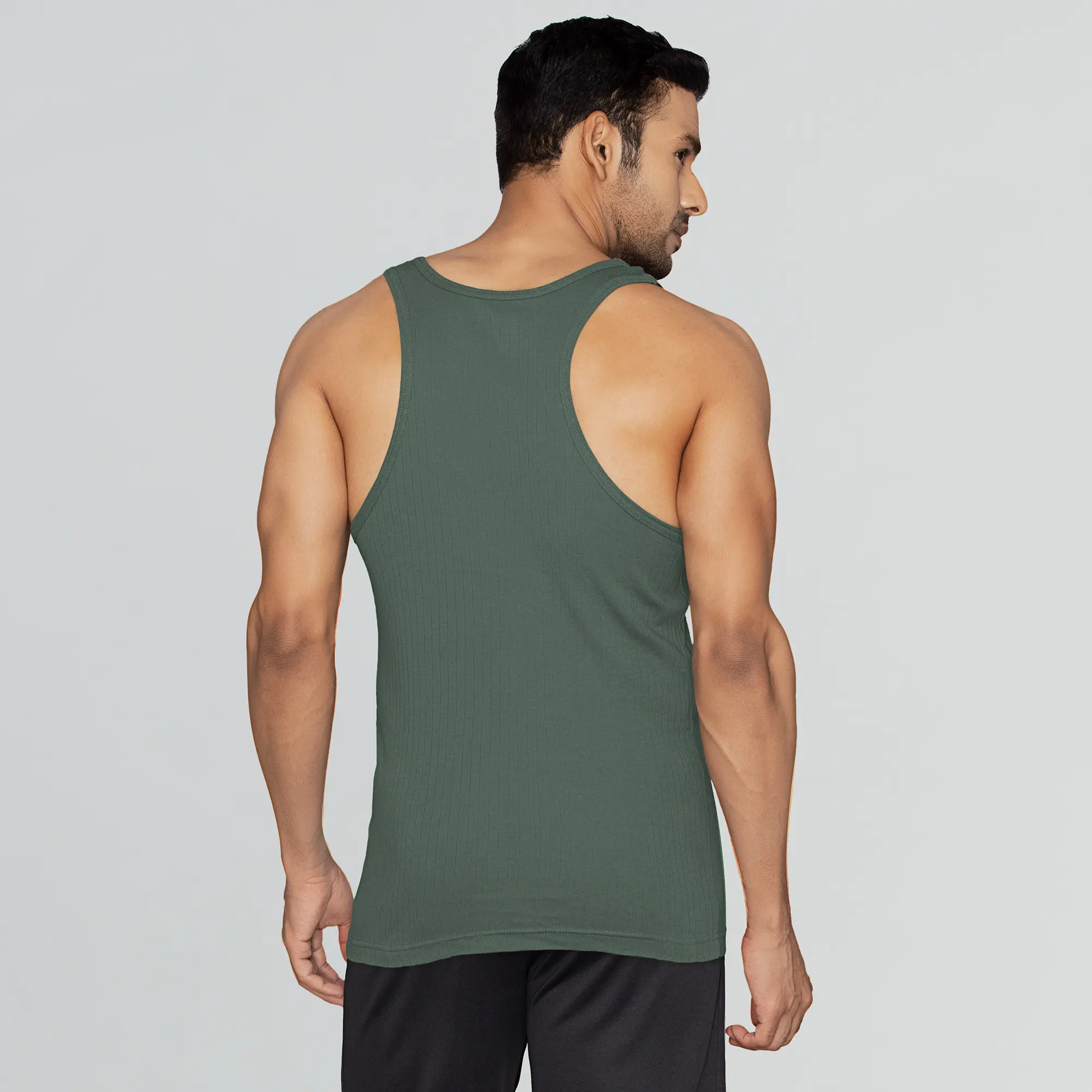 Nova Round Neck Racer Back Vest Olive Green - Image 5