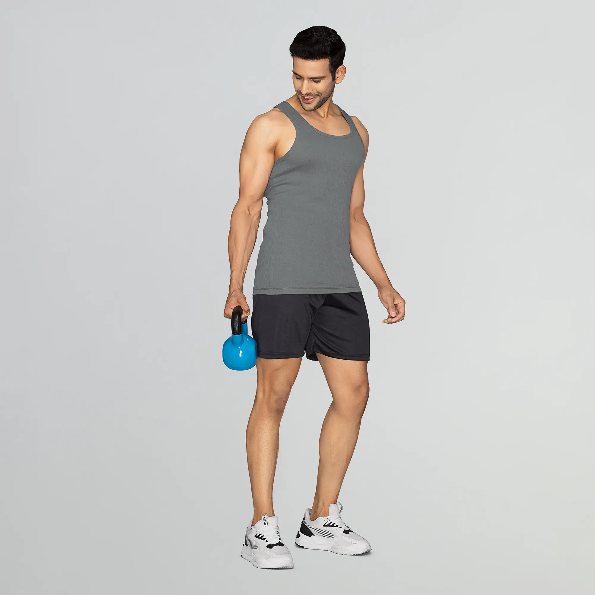 Nova Round Neck Racer Back Vest Ash Grey - Image 4