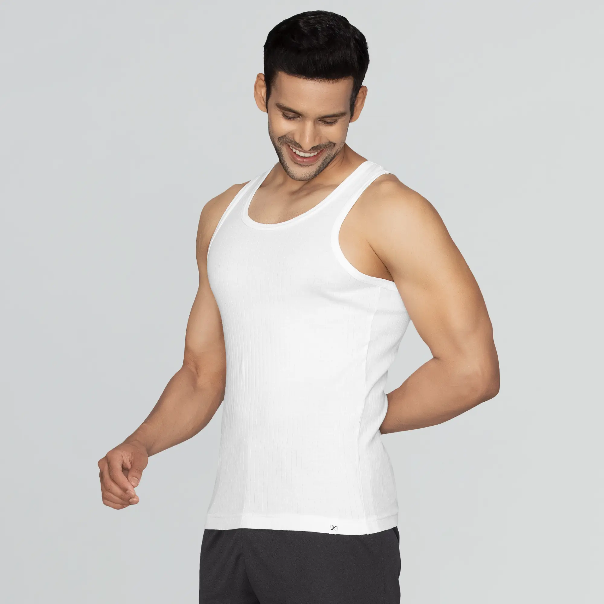 Nova Round Neck Racer Back Vest Polar White - Image 4