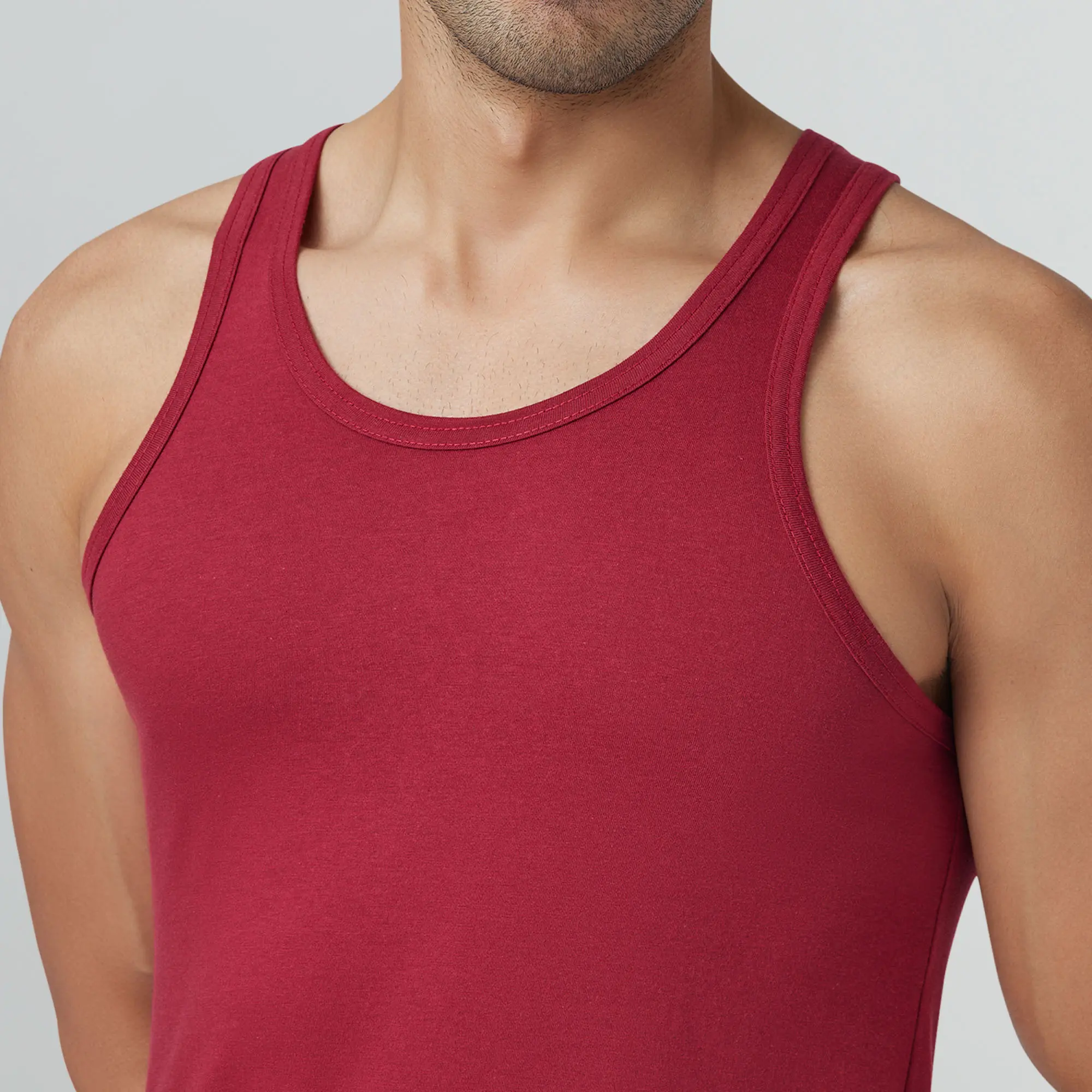 Ace Modal-Cotton Vest Bold Burgundy - Image 3