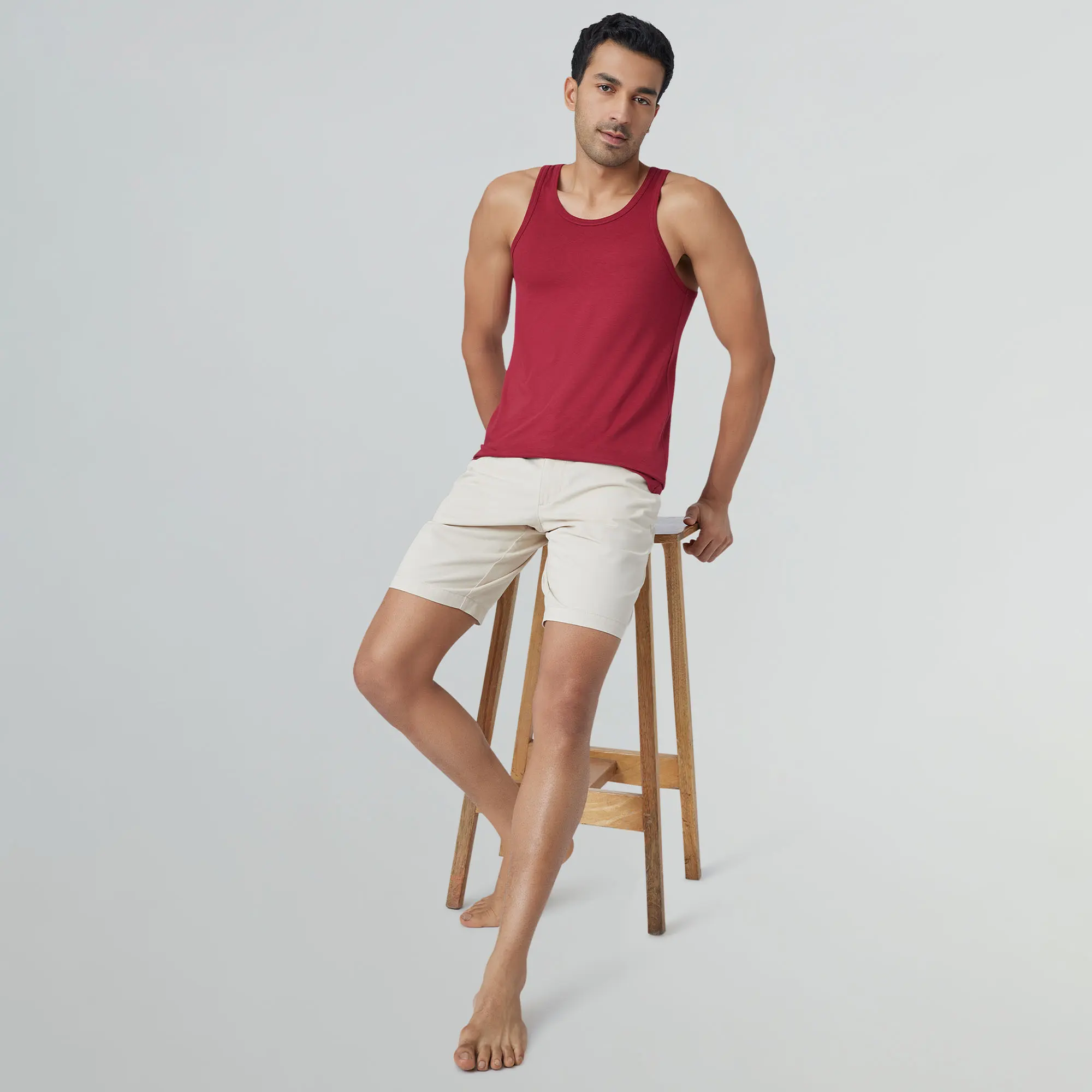 Ace Modal-Cotton Vest Bold Burgundy - Image 4