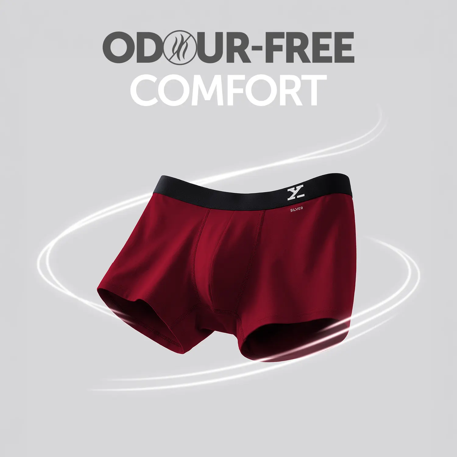 Aero Silver Cotton Trunks Bold Burgundy - Image 2