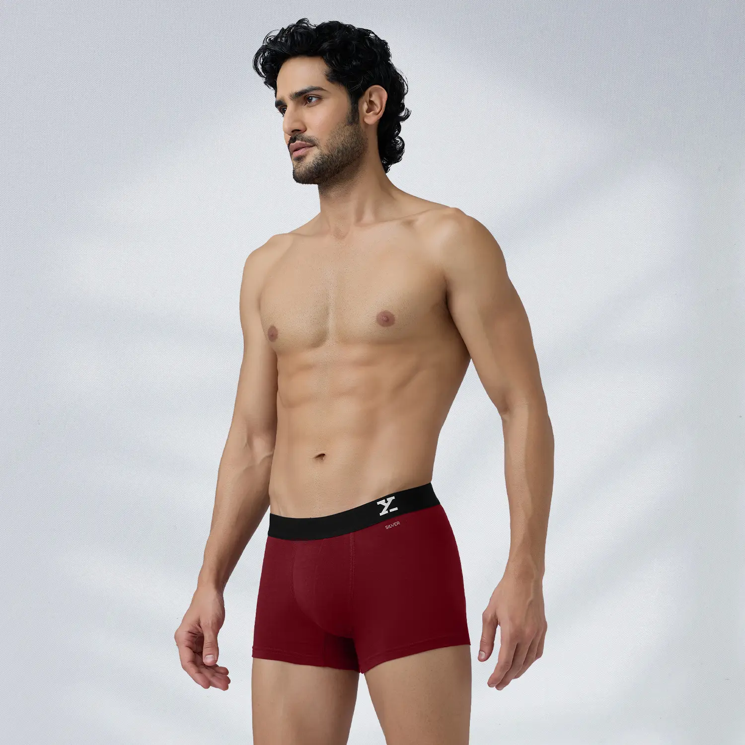 Aero Silver Cotton Trunks Bold Burgundy - Image 5