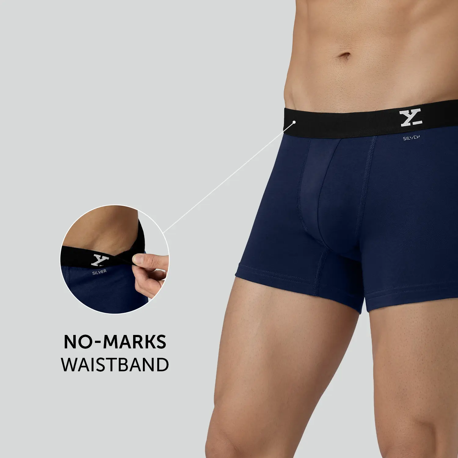 Aero Silver Cotton Trunks Midnight Blue - Image 4