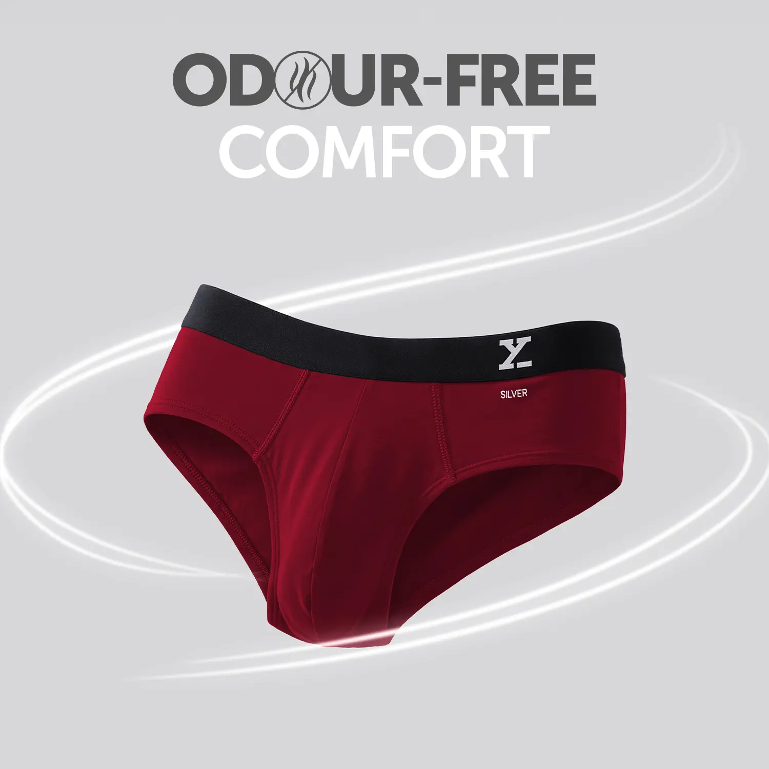 Aero Silver Cotton Briefs Bold Burgundy - Image 2
