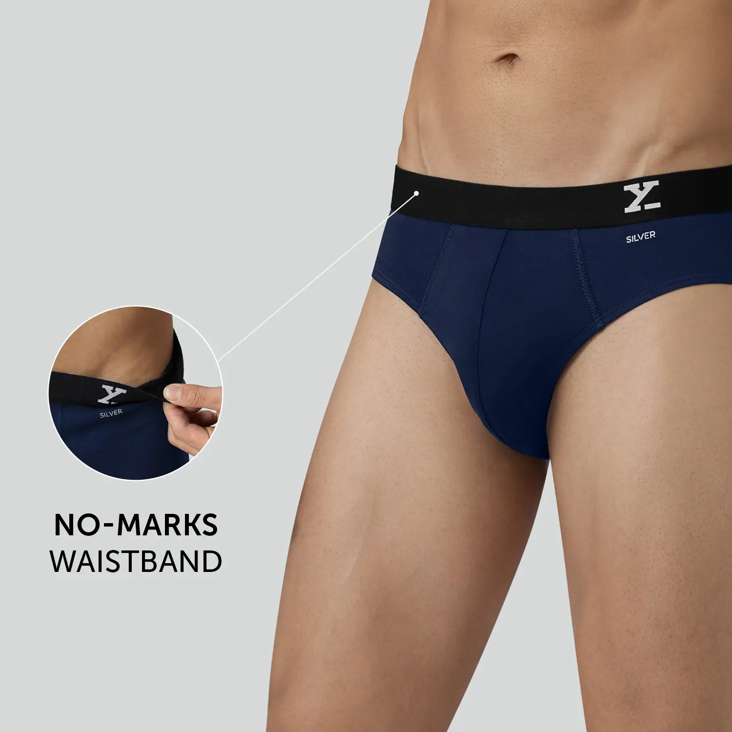 Aero Silver Cotton Briefs Midnight Blue - Image 4