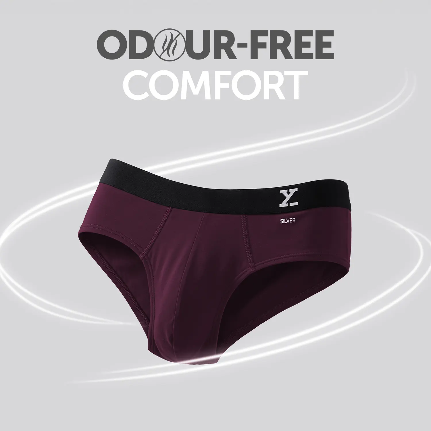 Aero Silver Cotton Briefs Plum Red - Image 2