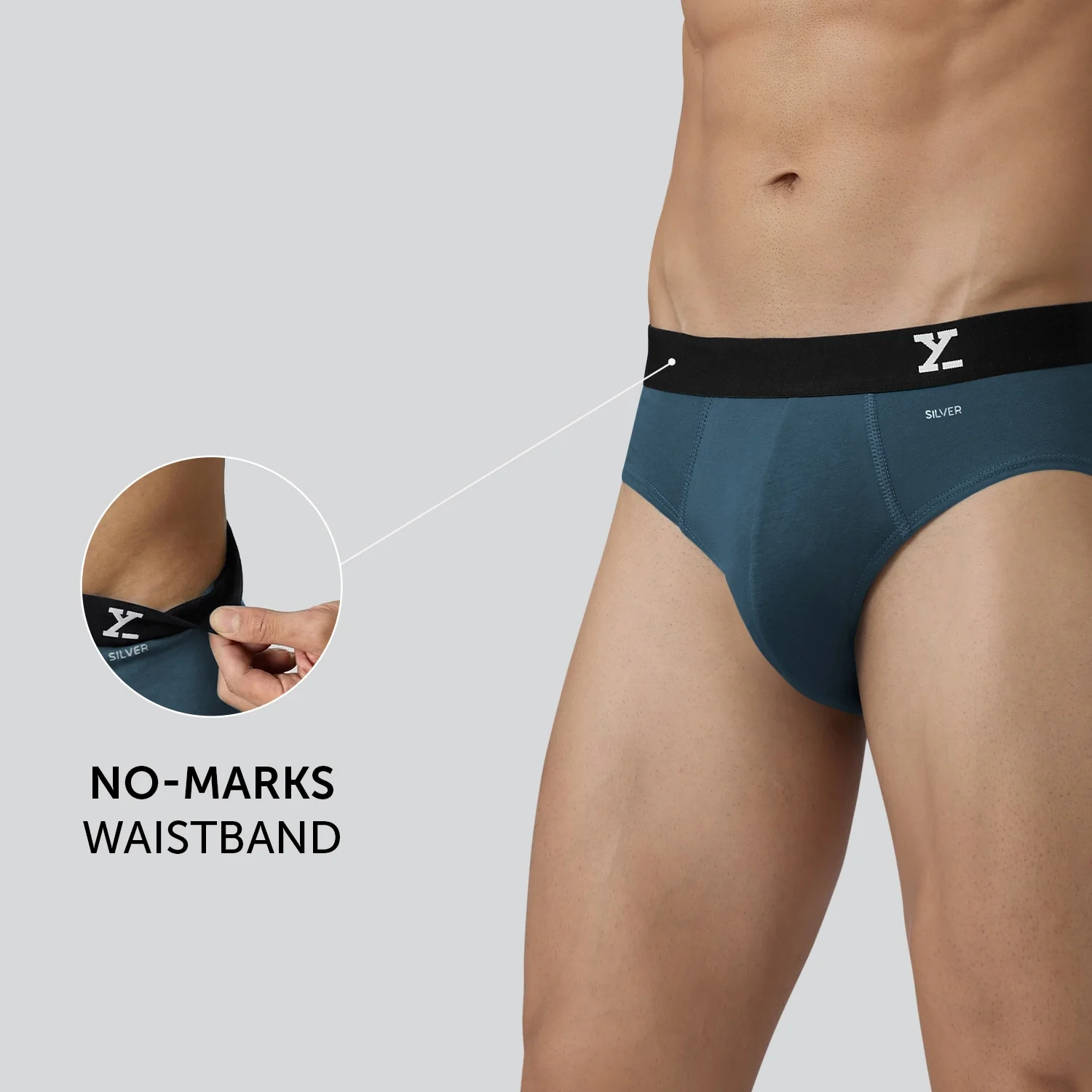 Aero Silver Cotton Briefs Steel Blue - Image 4