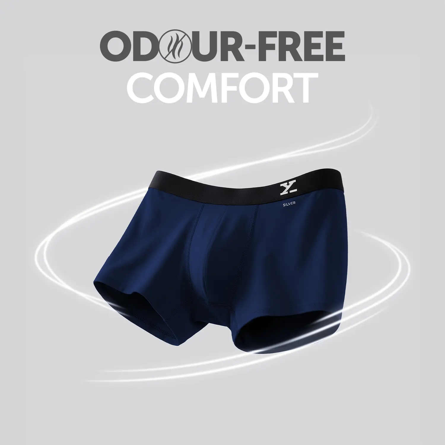 Aero Silver Cotton Trunks Midnight Blue - Image 2