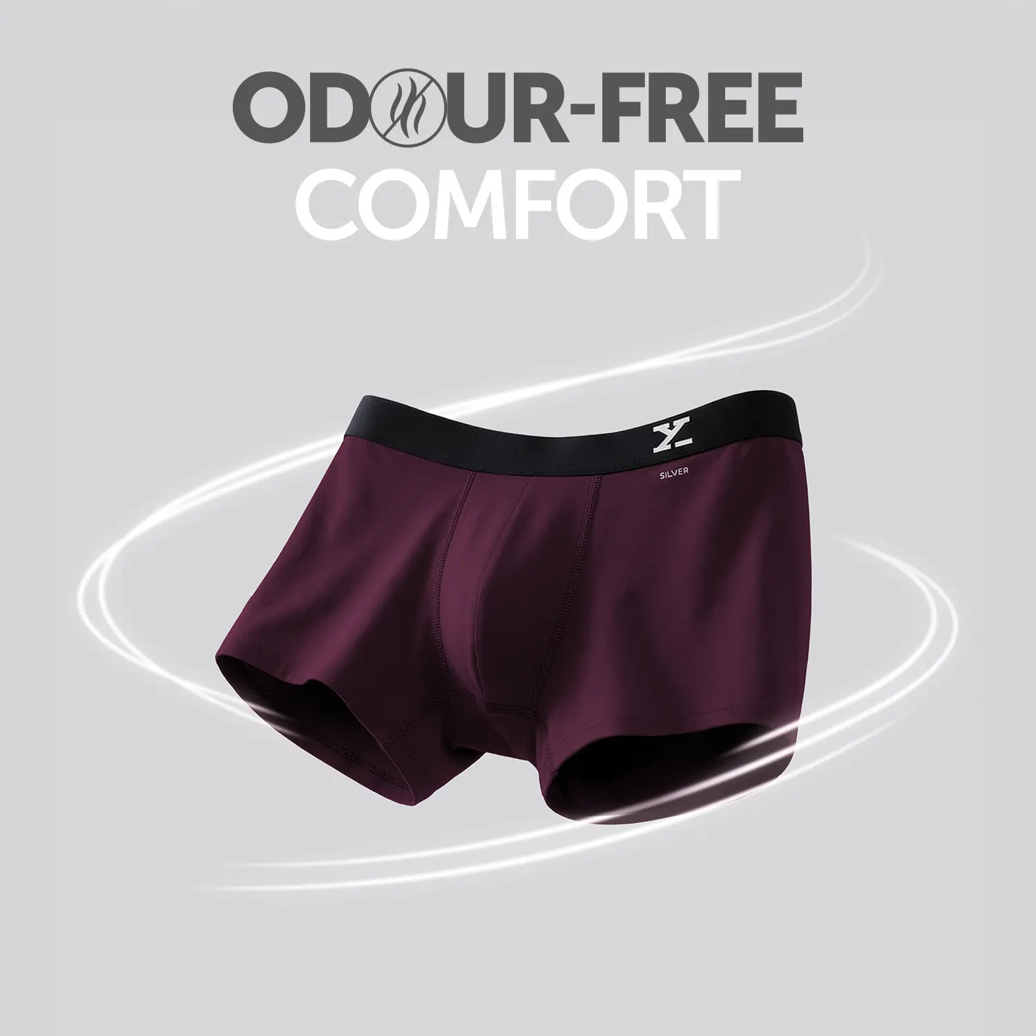 Aero Silver Cotton Trunks Plum Red - Image 2
