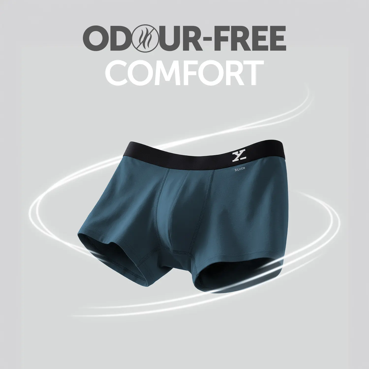 Aero Silver Cotton Trunks Steel Blue - Image 2