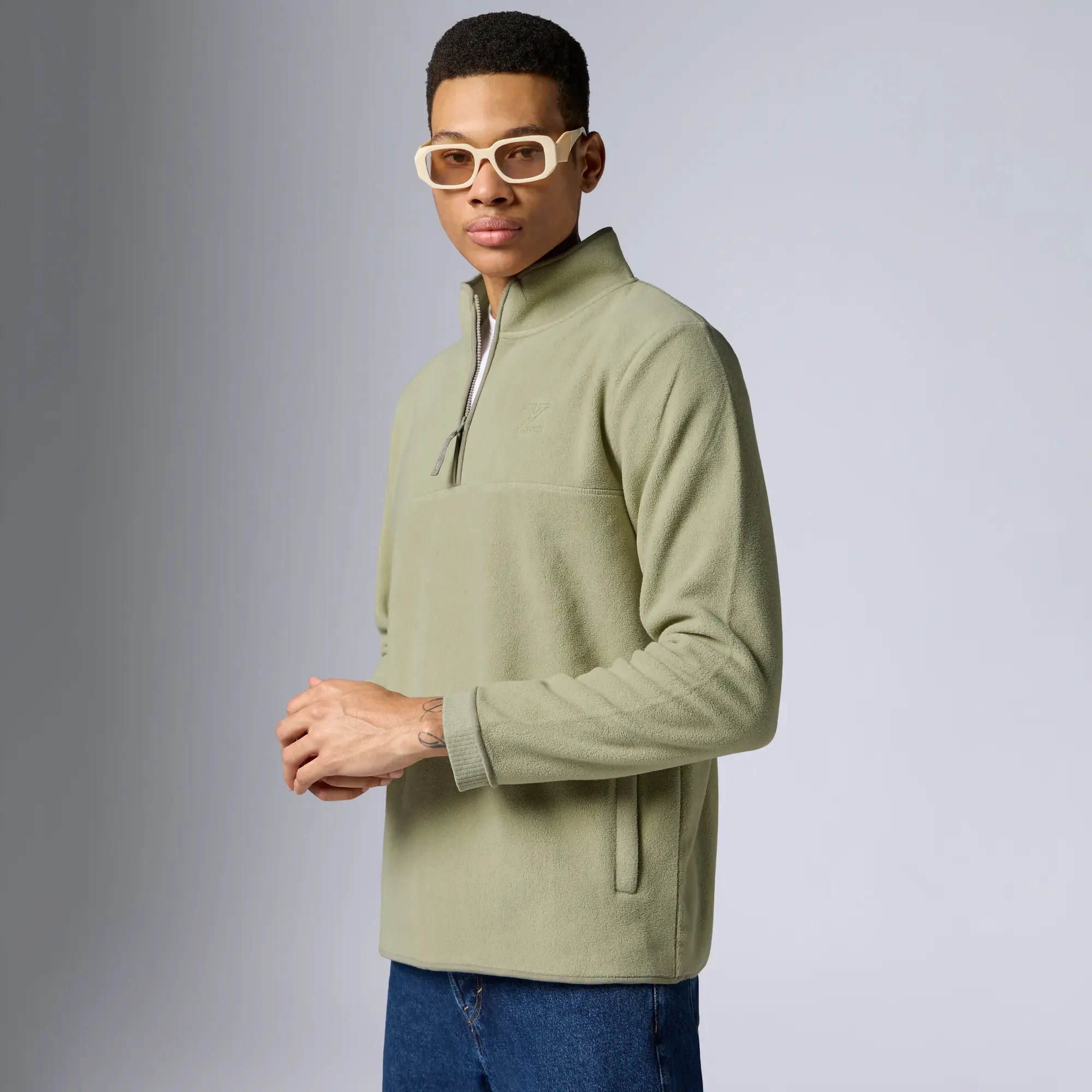 Mens Alterra Polar Fleece Jackets Cascade Grey - Image 2
