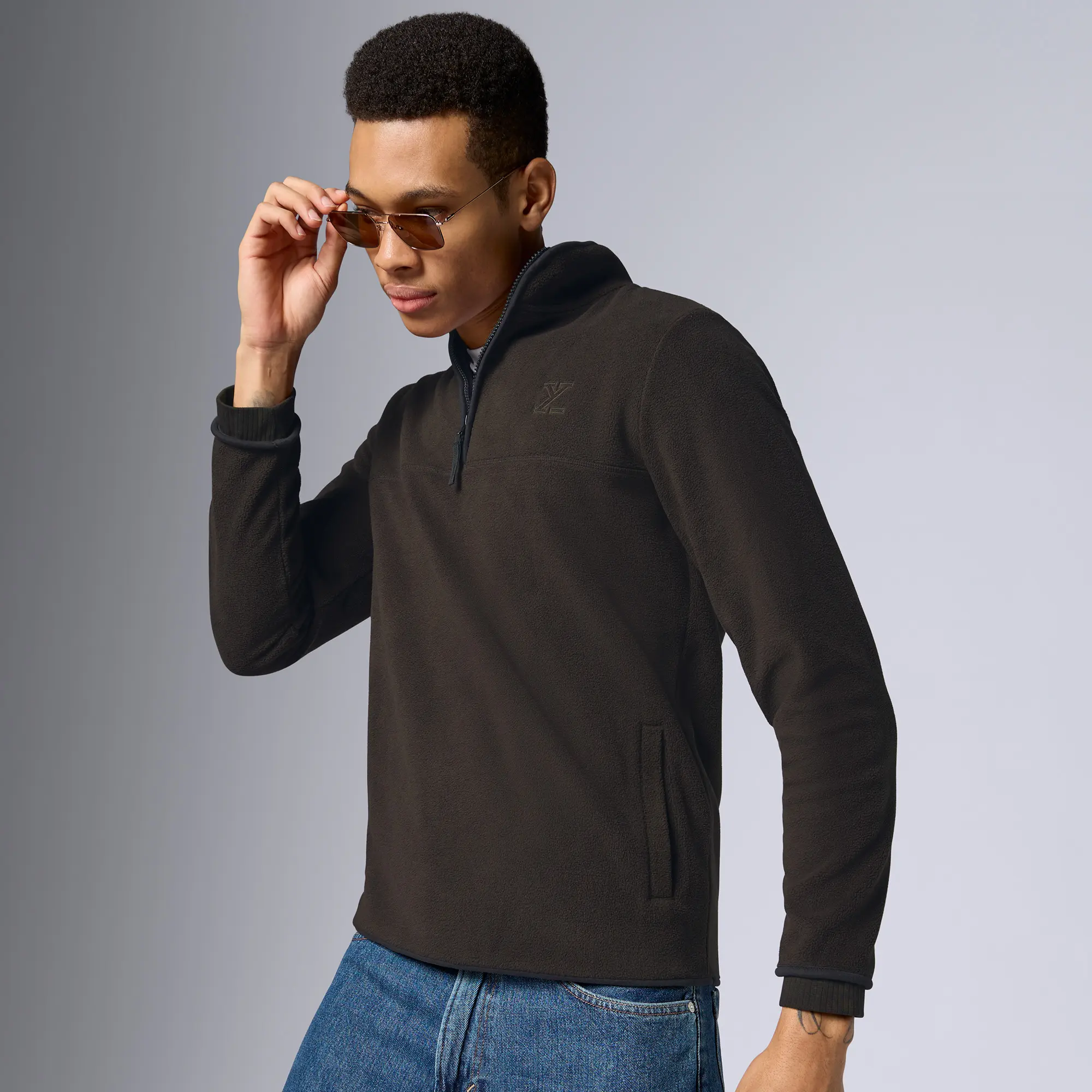 Mens Alterra Polar Fleece Jackets Malt Brown - Image 3