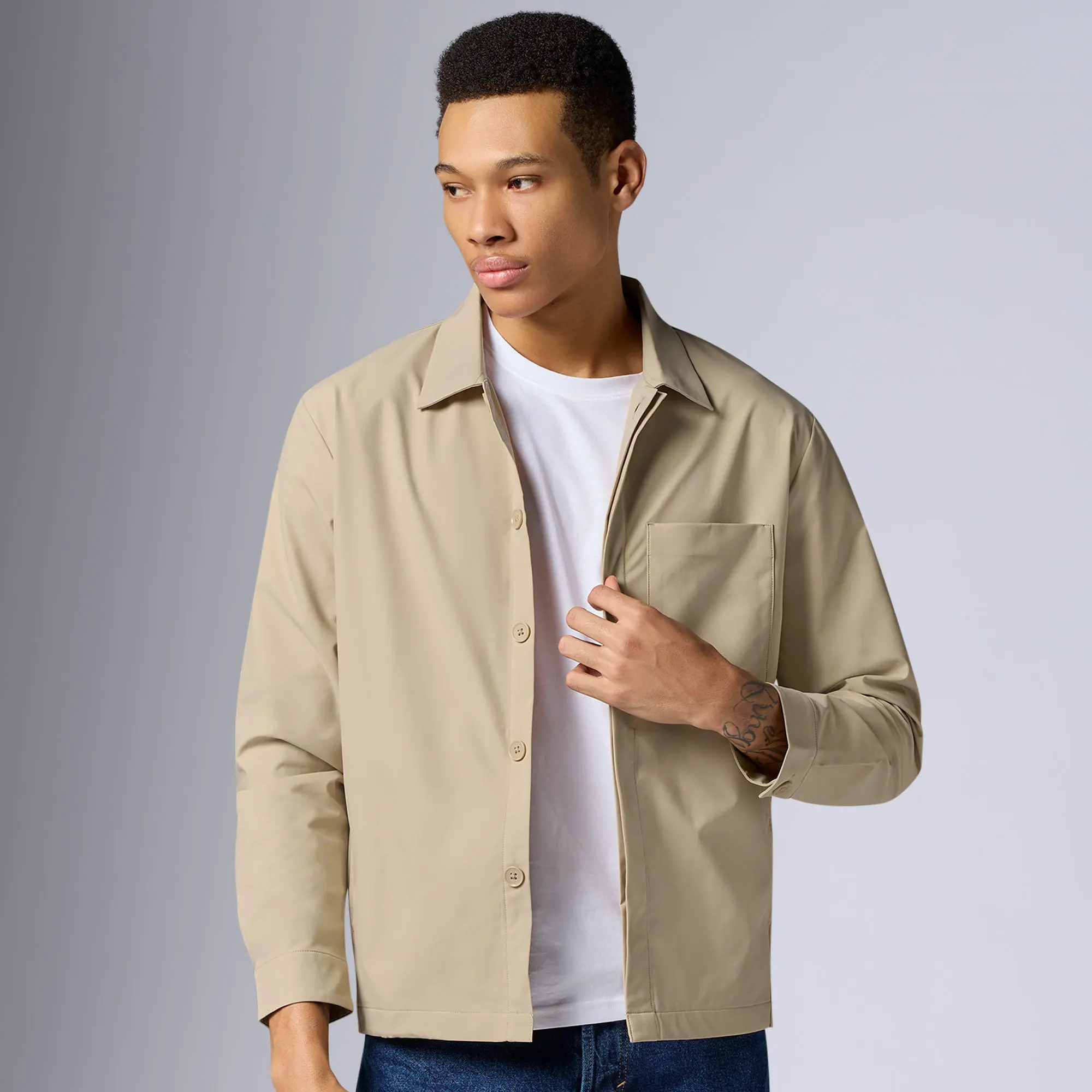 Amp Polyester Shacket Tan Brown - Image 2