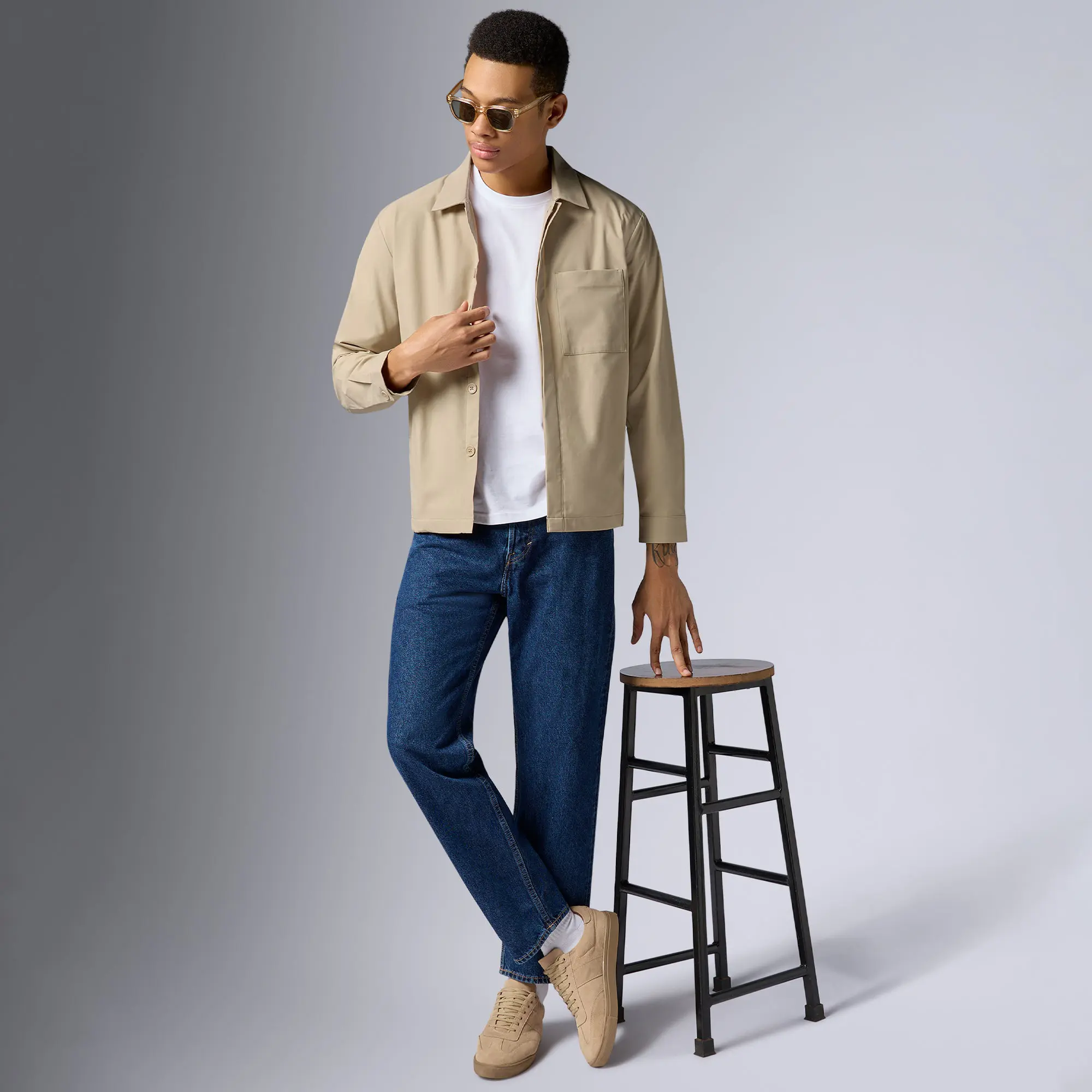 Amp Polyester Shacket Tan Brown - Image 4