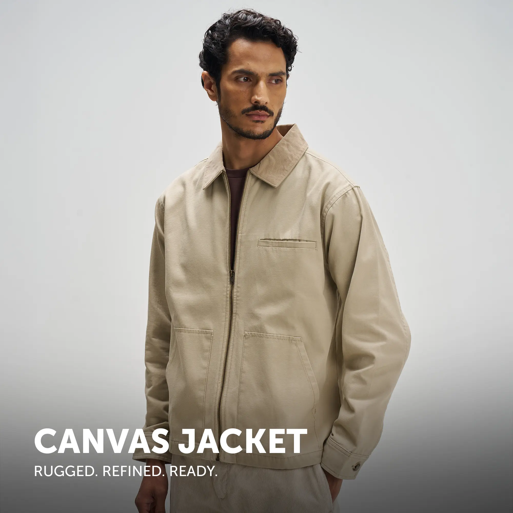 Cotton Canvas Jacket - Dusty Beige - Image 2