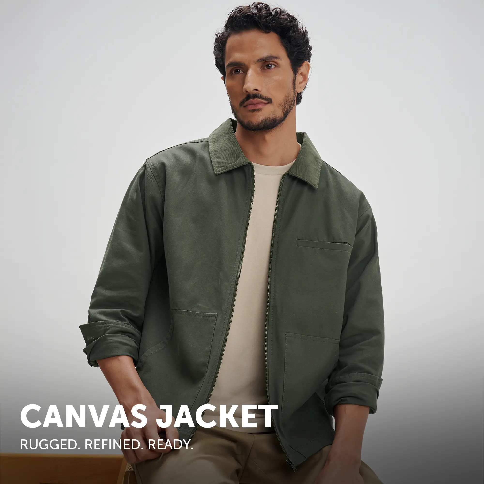 Cotton Canvas Jacket - Dusty Olive - Image 2