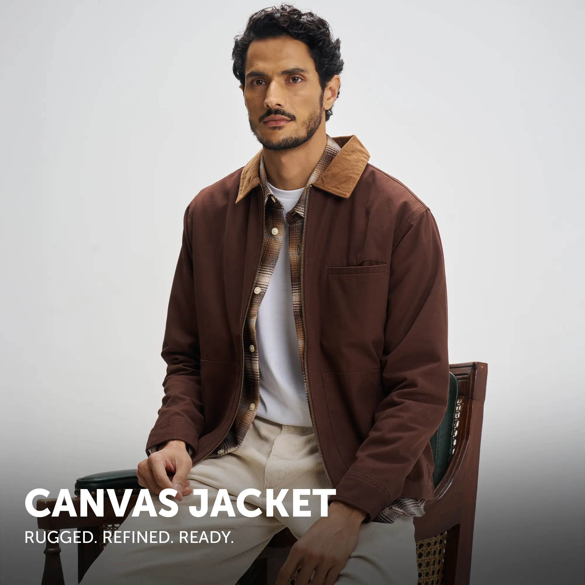 Cotton Canvas Jacket - Espresso Brown - Image 2
