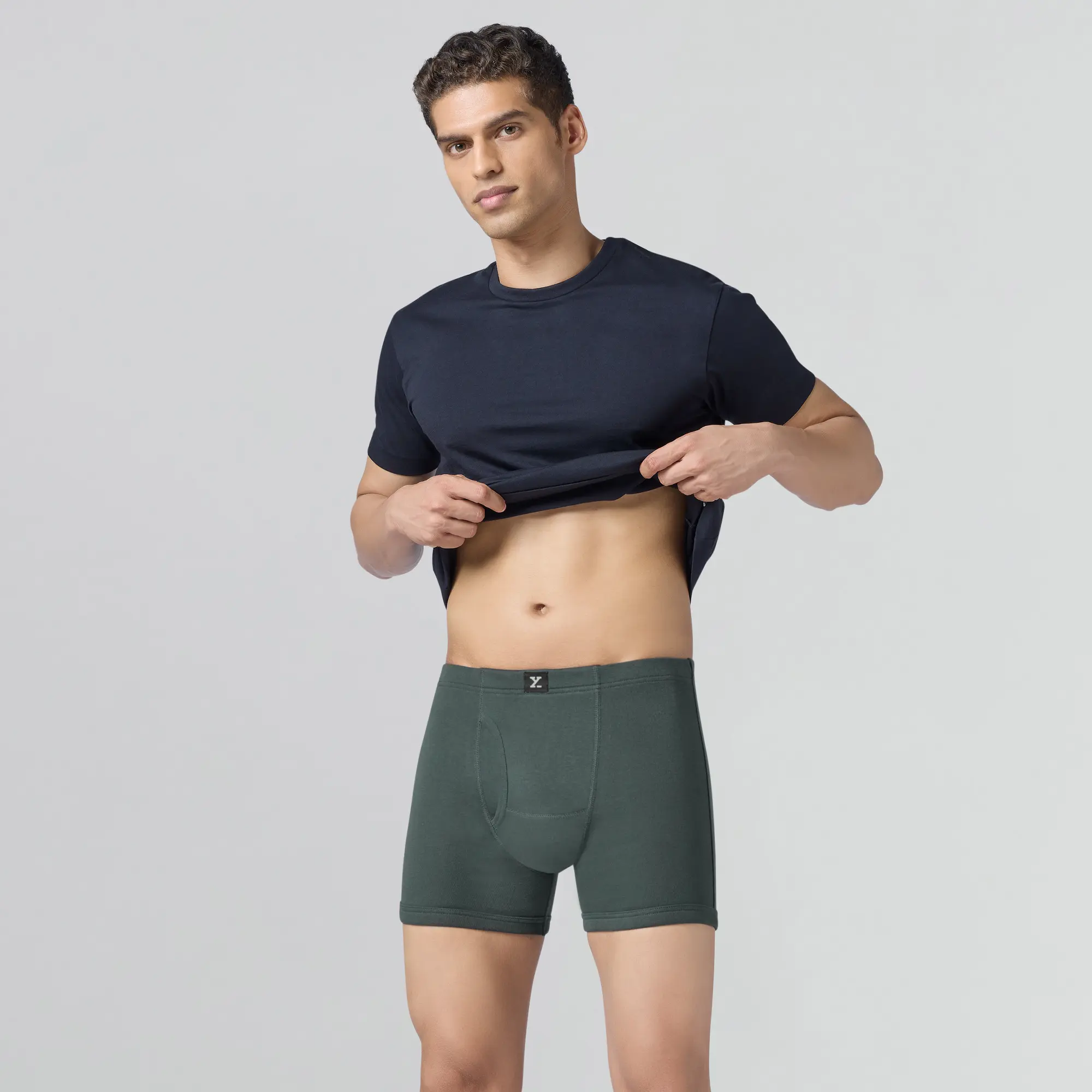 Nova Cotton Boxer Briefs (Inner Elastic) - Anchor Grey - Image 2