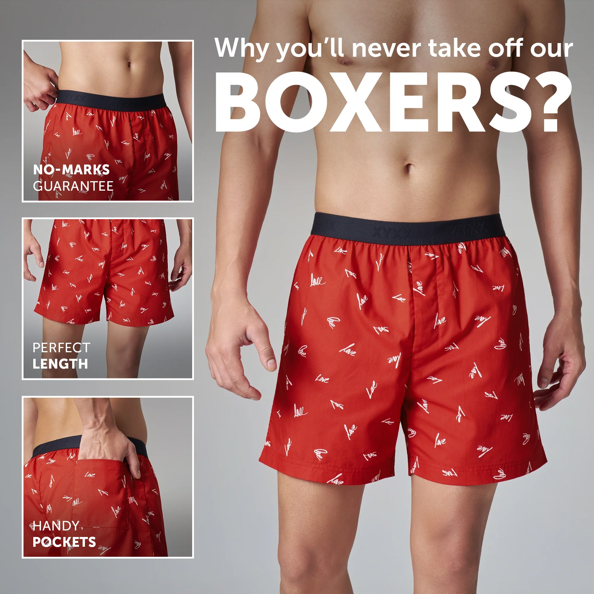 Printed Inner Boxers - Lovestruck Red - Image 2