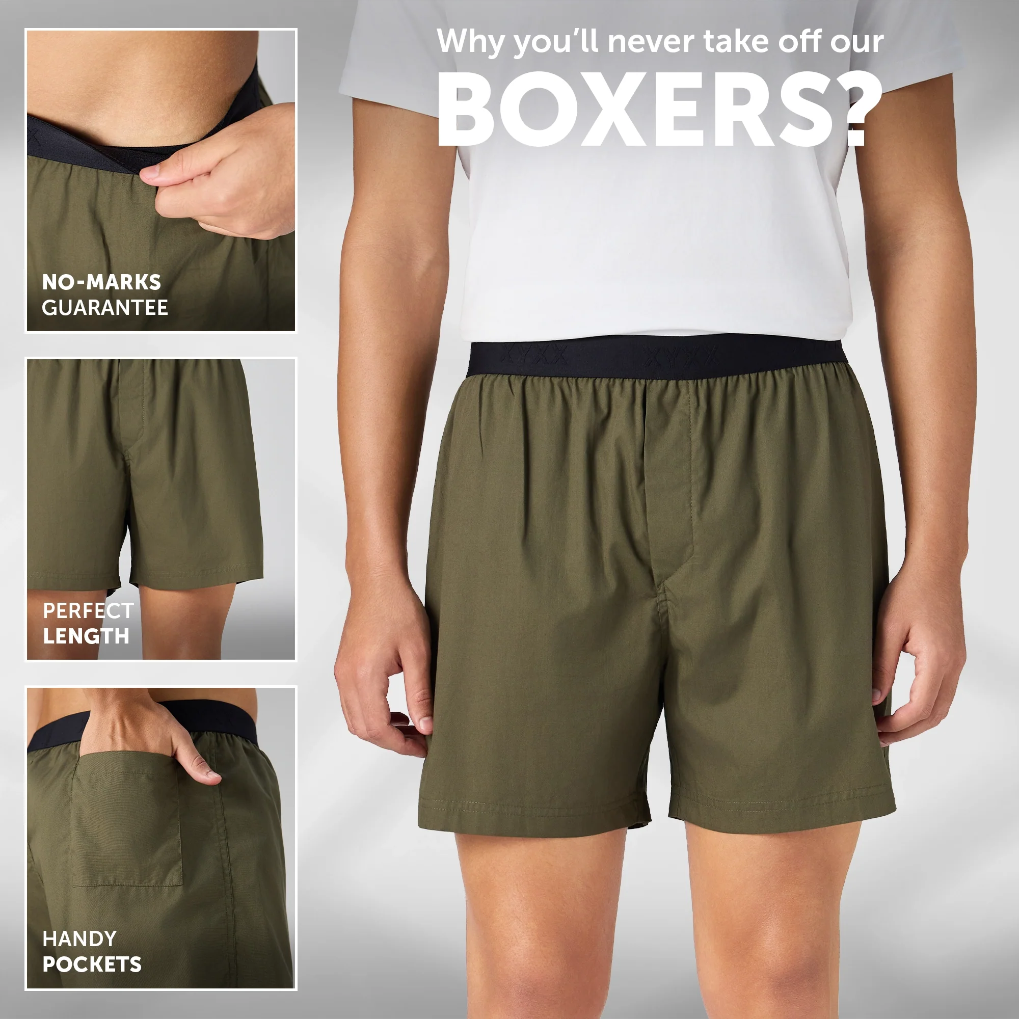 Solid Inner Boxers - Olive Green - Image 2