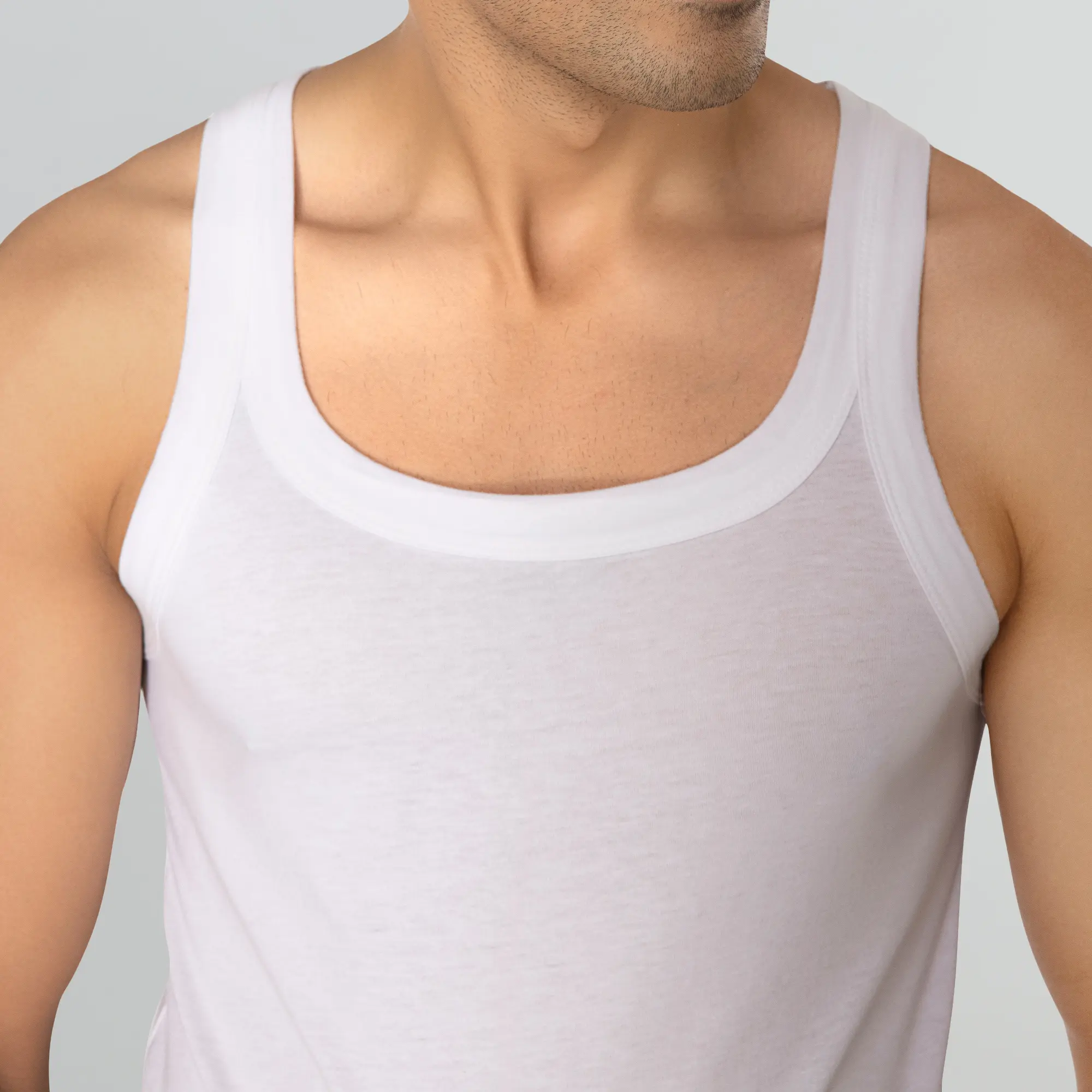 Ace Modal-Cotton Square Neck Vests Polar White Gym Fit - Image 6
