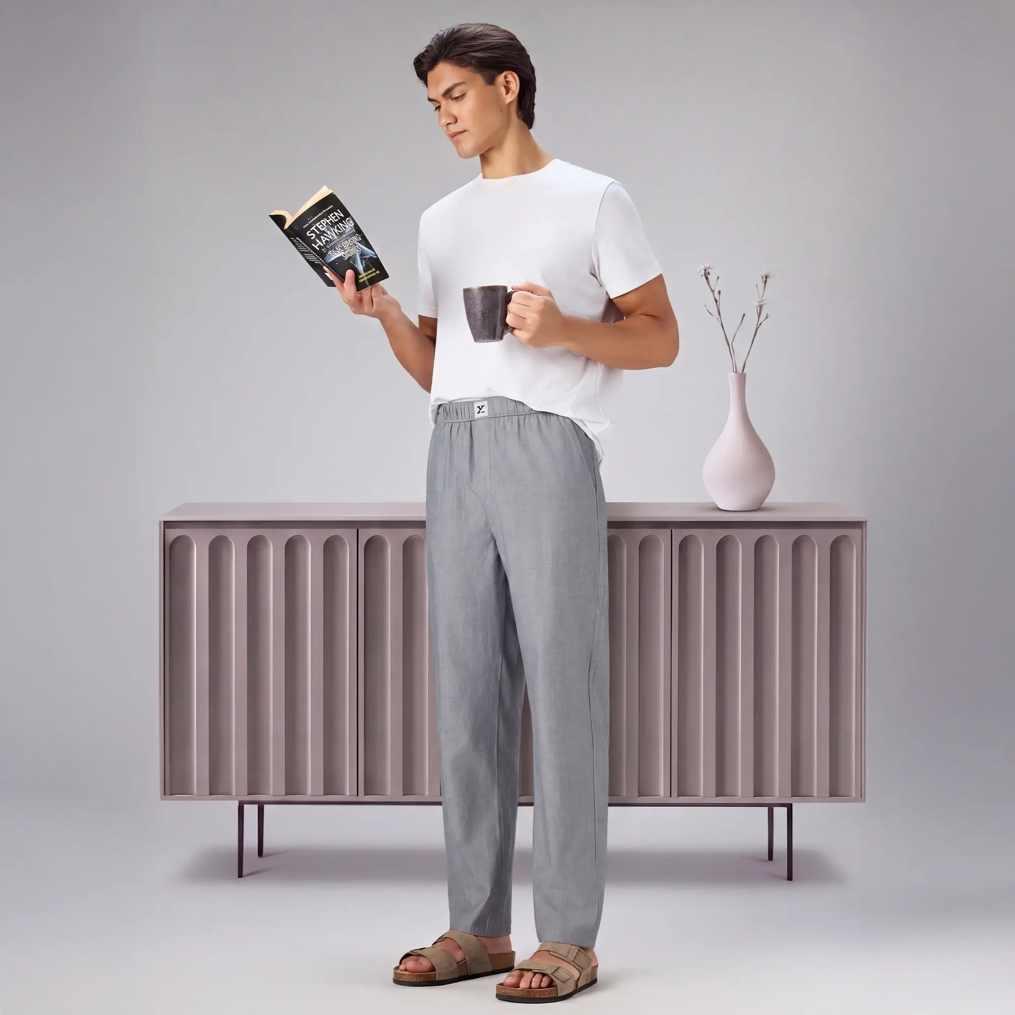 Ultra-Breathable Cotton Chambray Pyjamas - Faded Black - Image 2