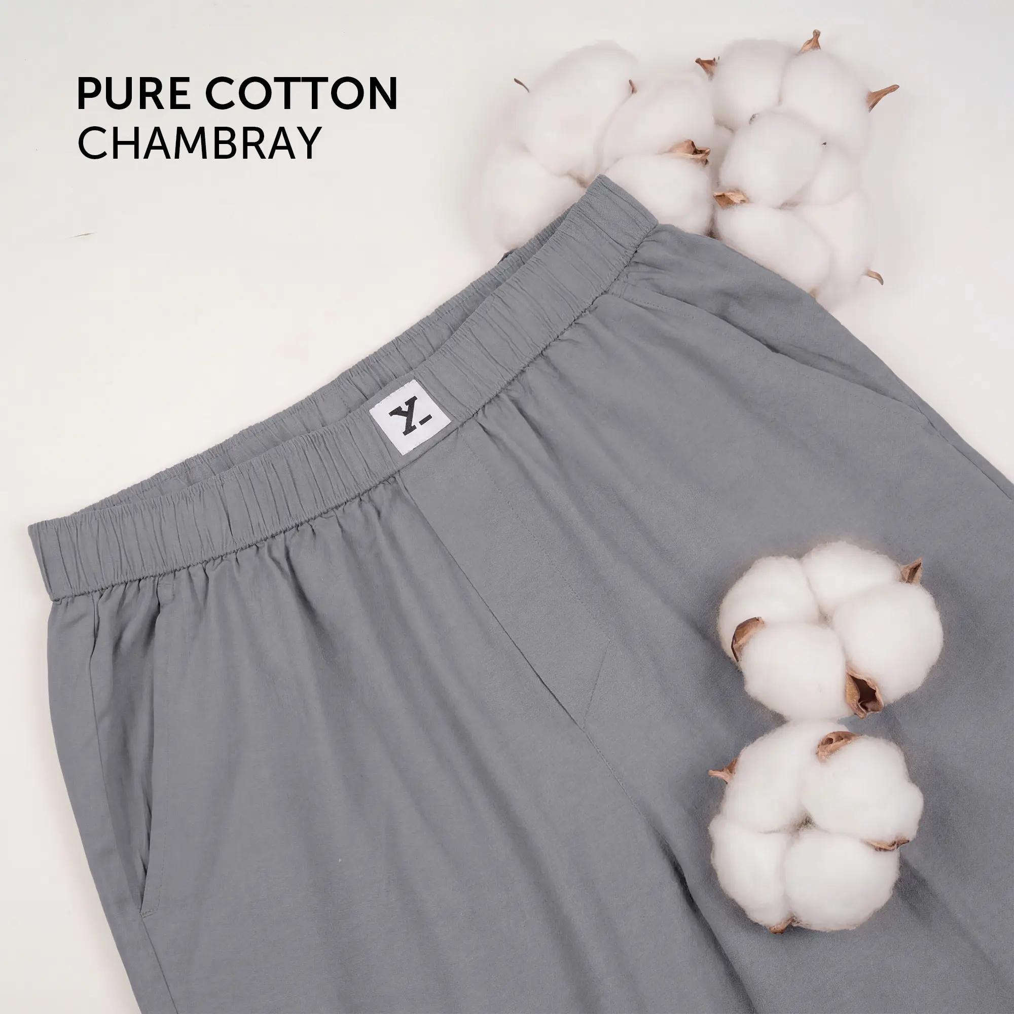 Ultra-Breathable Cotton Chambray Pyjamas - Faded Black - Image 3