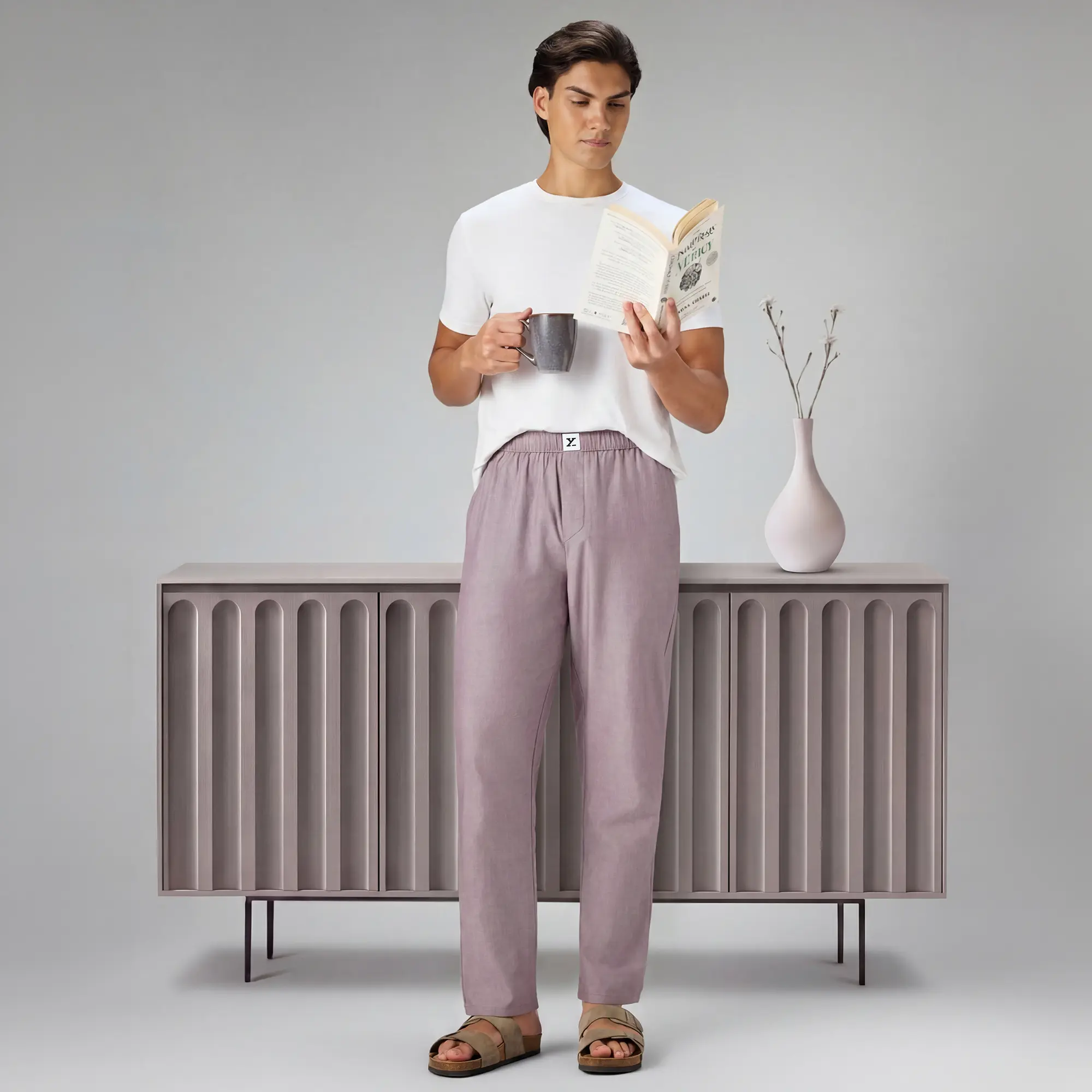Ultra-Breathable Cotton Chambray Pyjamas - Shadow Purple - Image 2