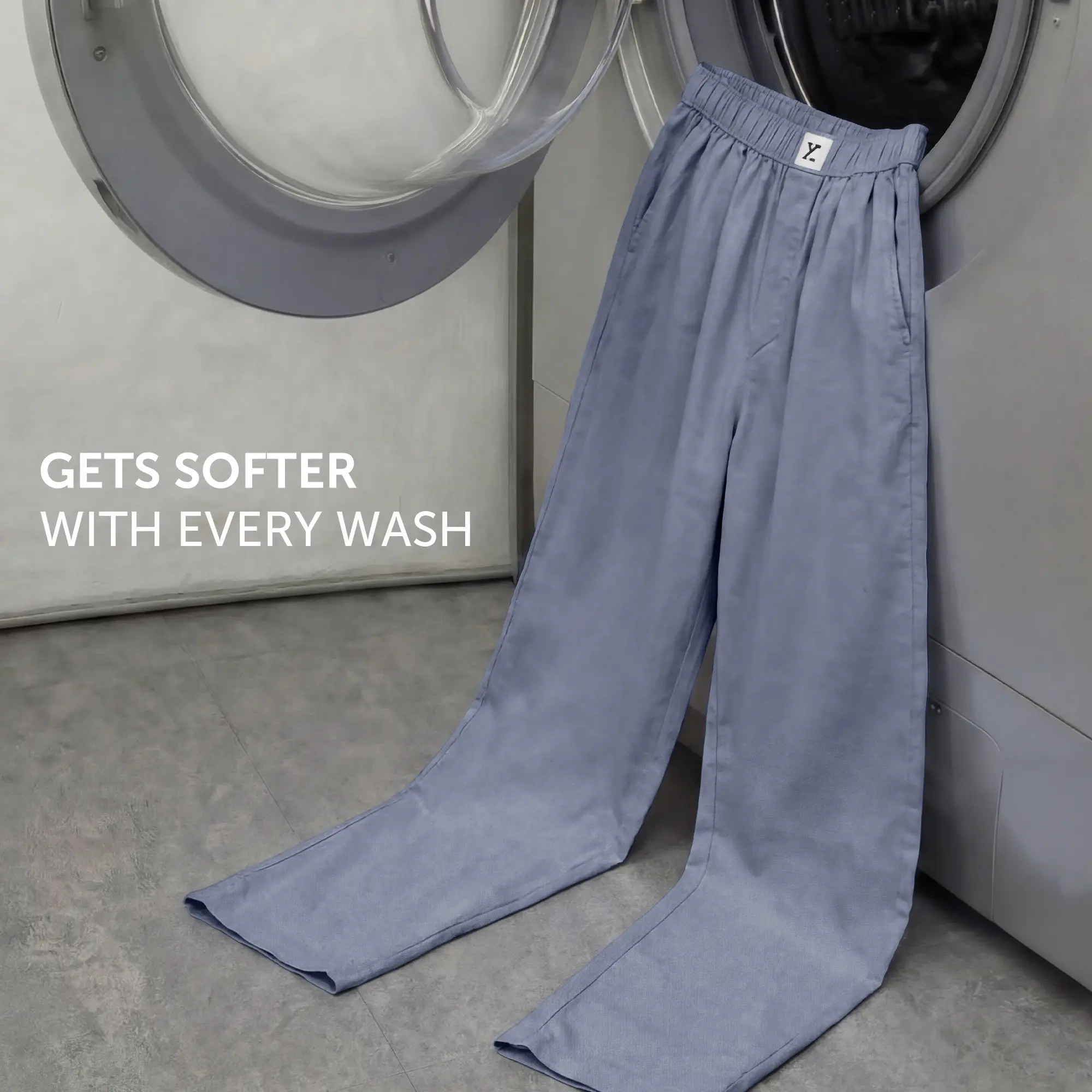 Ultra-Breathable Cotton Chambray Pyjamas - Washed Navy - Image 5