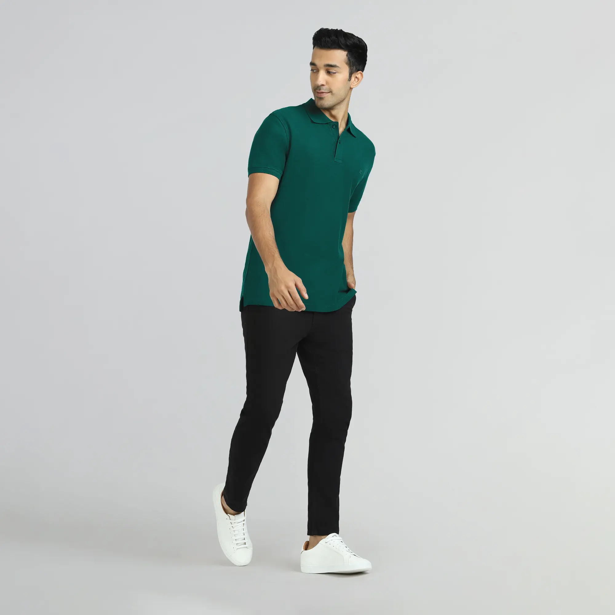 Element Combed Cotton Polo T-shirts Forest Green - Image 4