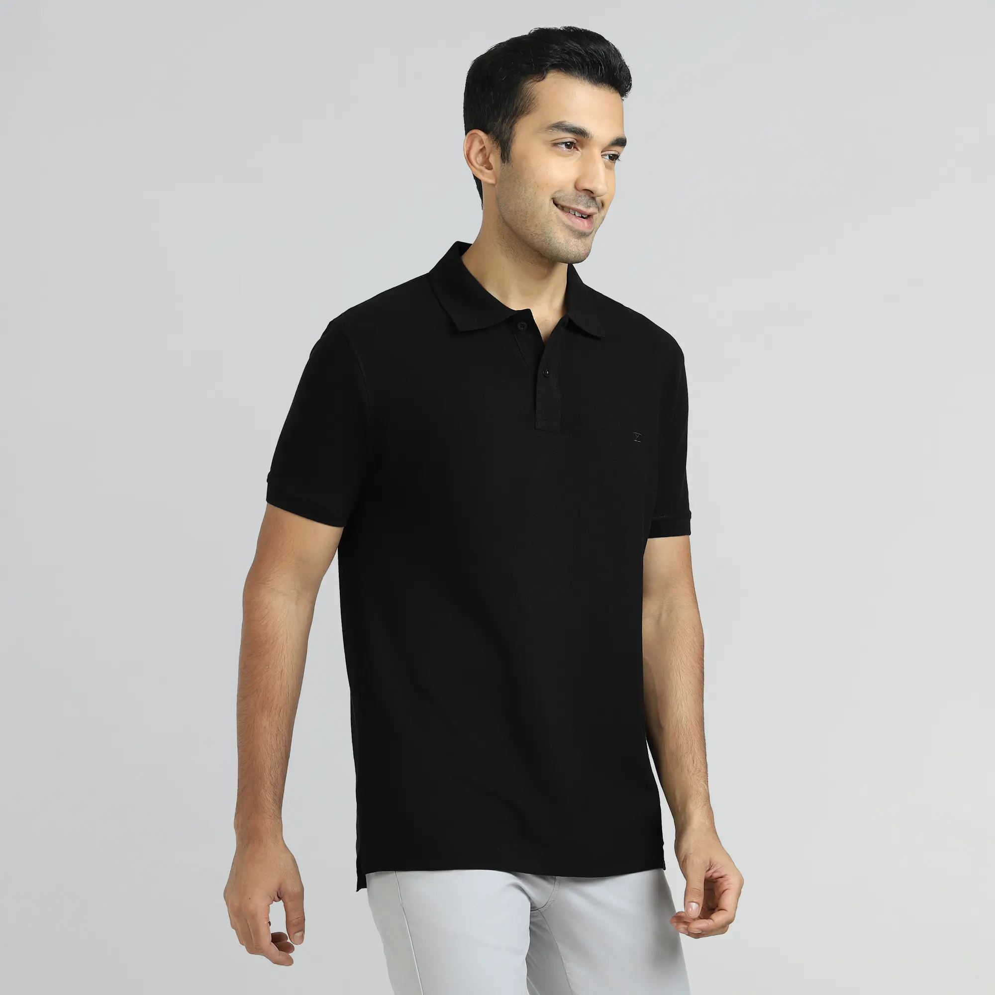 Element Combed Cotton Polo T-shirts Pitch Black - Image 2