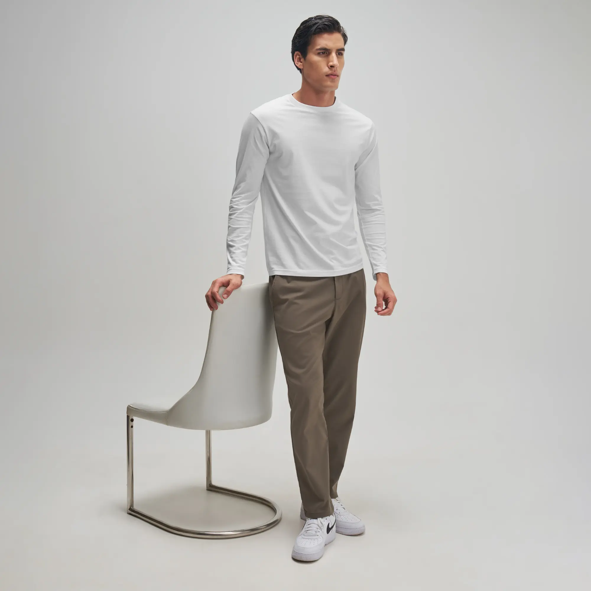 Full Sleeve Crew Neck T-Shirt - Polar White - Image 5