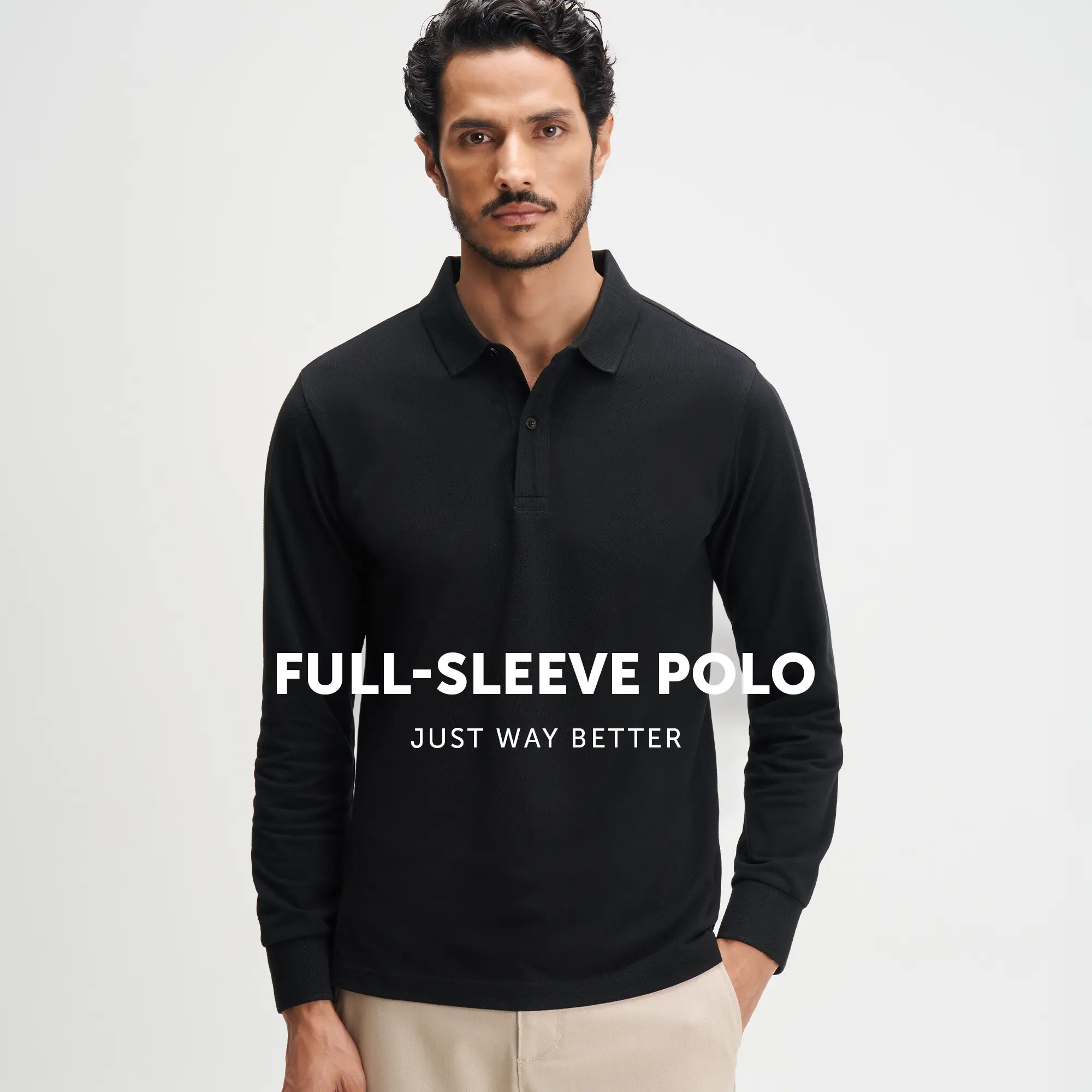 Full Sleeve Polo - Pitch Black - Image 2