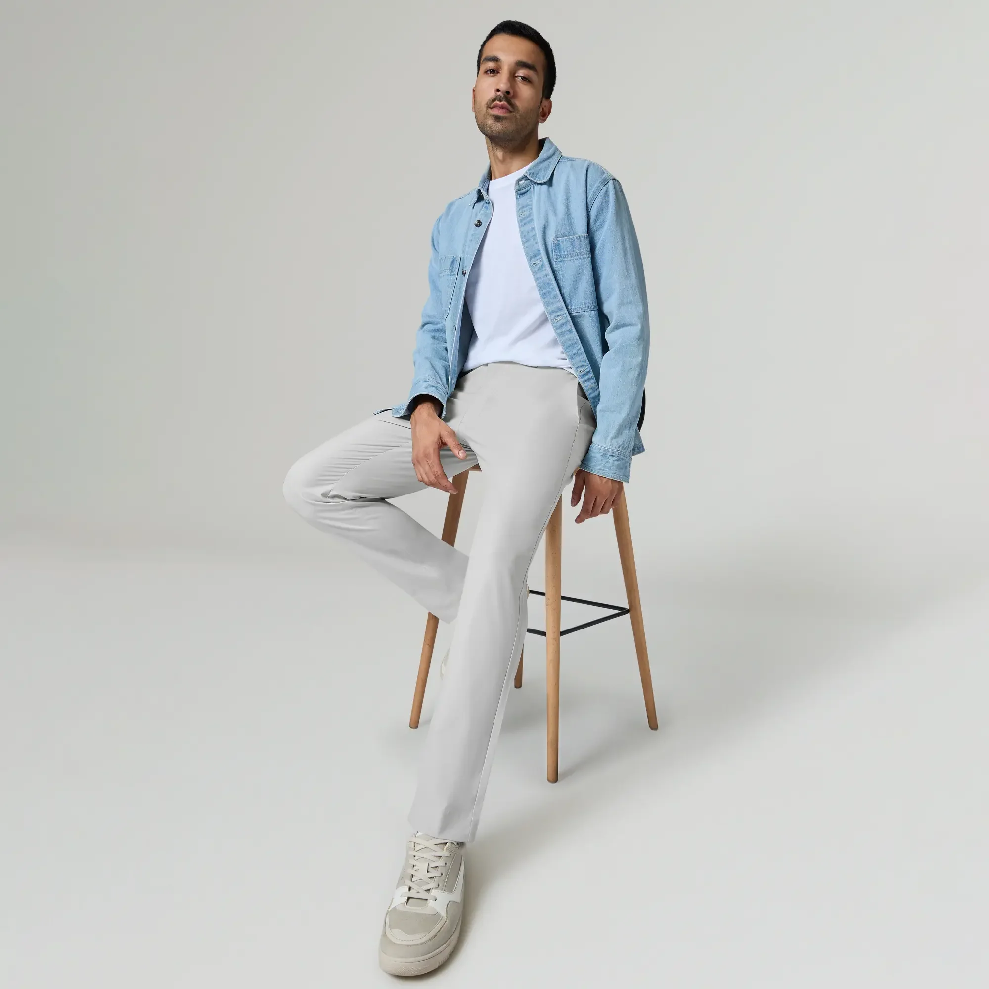KINETIC: Soft Stretch Pants - Slim Fit Chrome White - Image 3
