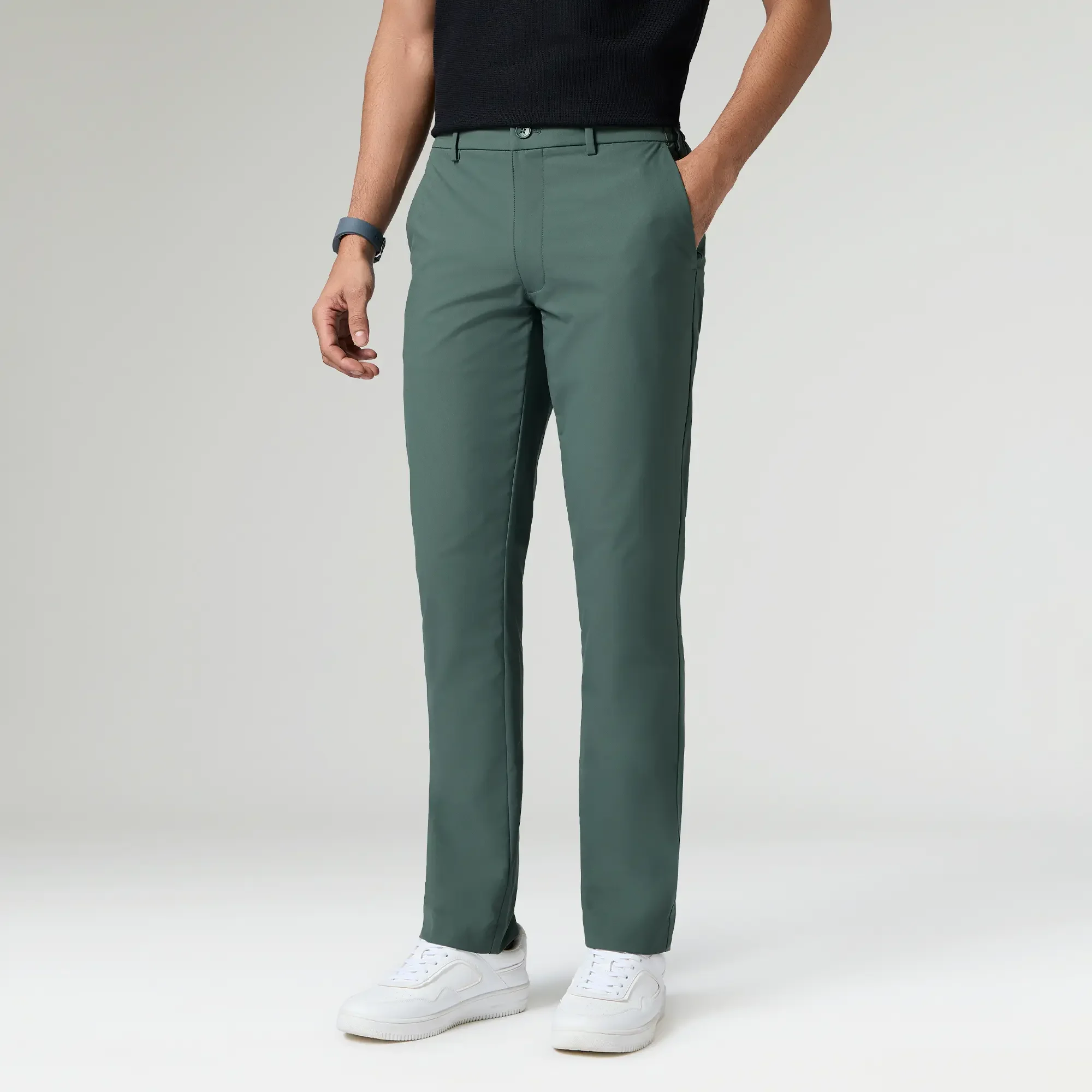 KINETIC: Soft Stretch Pants - Slim Fit Pine Green - Image 4