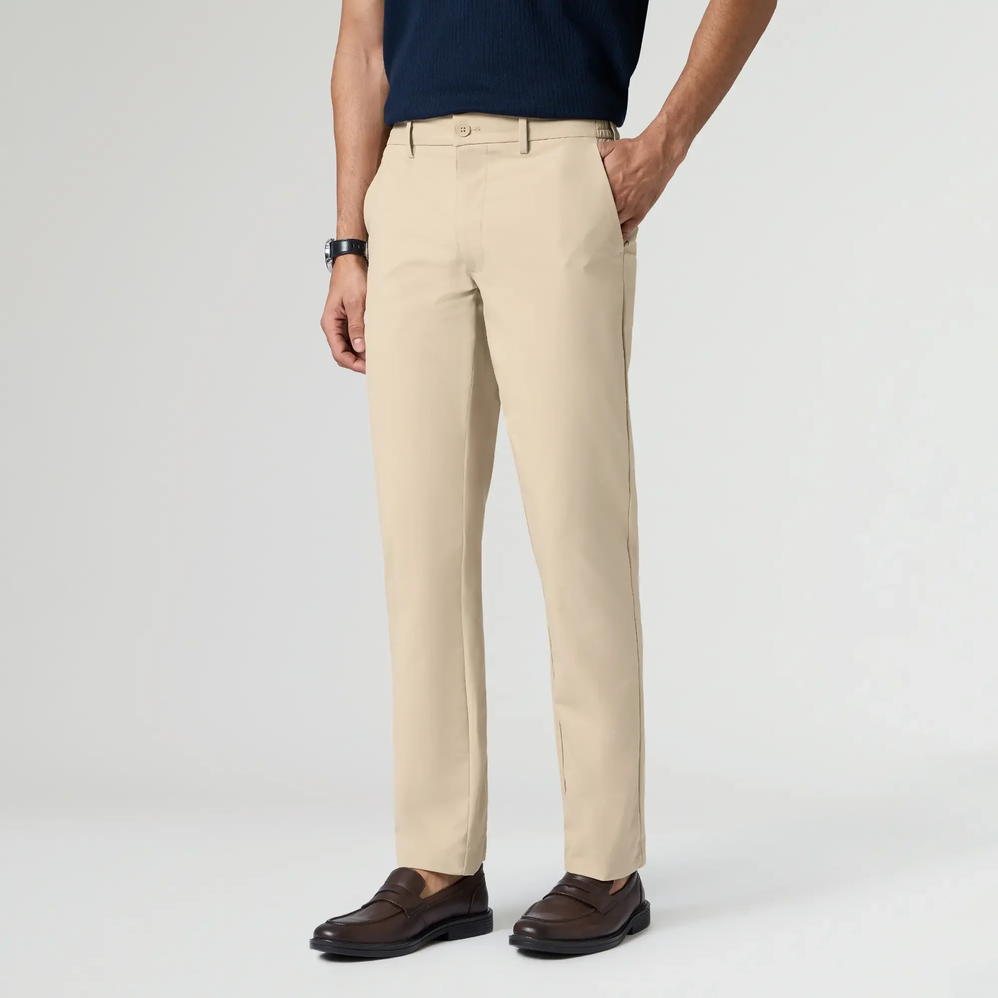 KINETIC: Soft Stretch Pants - Slim Fit Tan Brown - Image 4