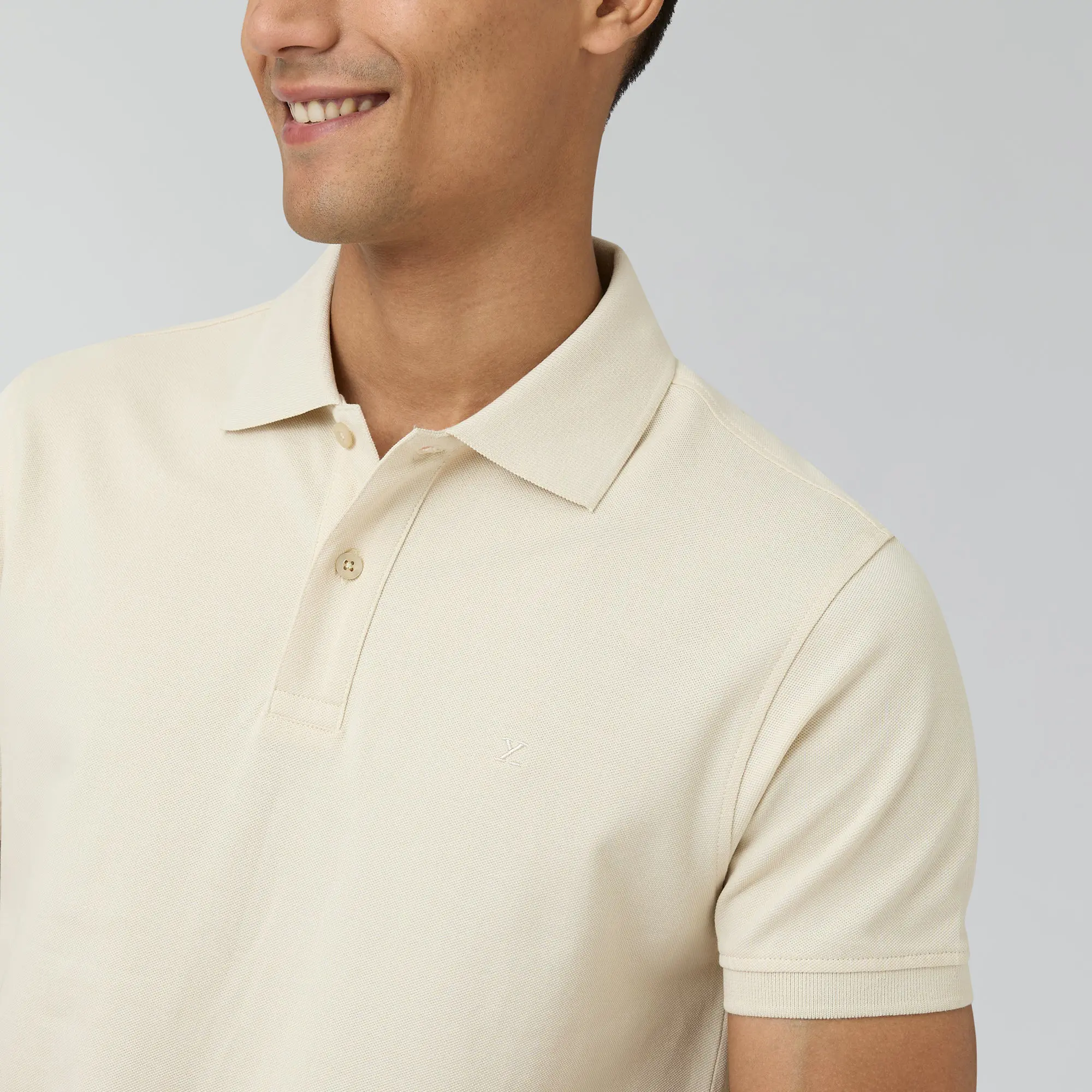 Nova Combed Cotton Polo T-shirts Almond White - Image 5